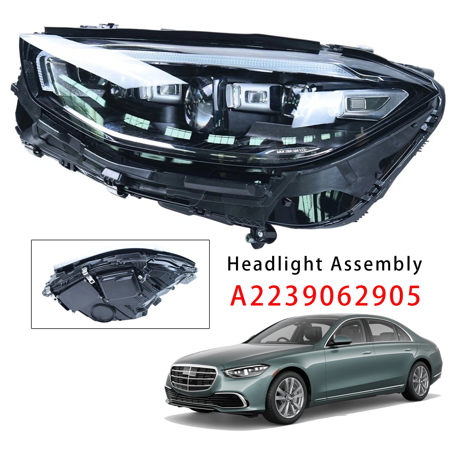 Left LED Headlight Assembly A2239062905 For Mercedes-Benz S-Class S580 2021-2023
