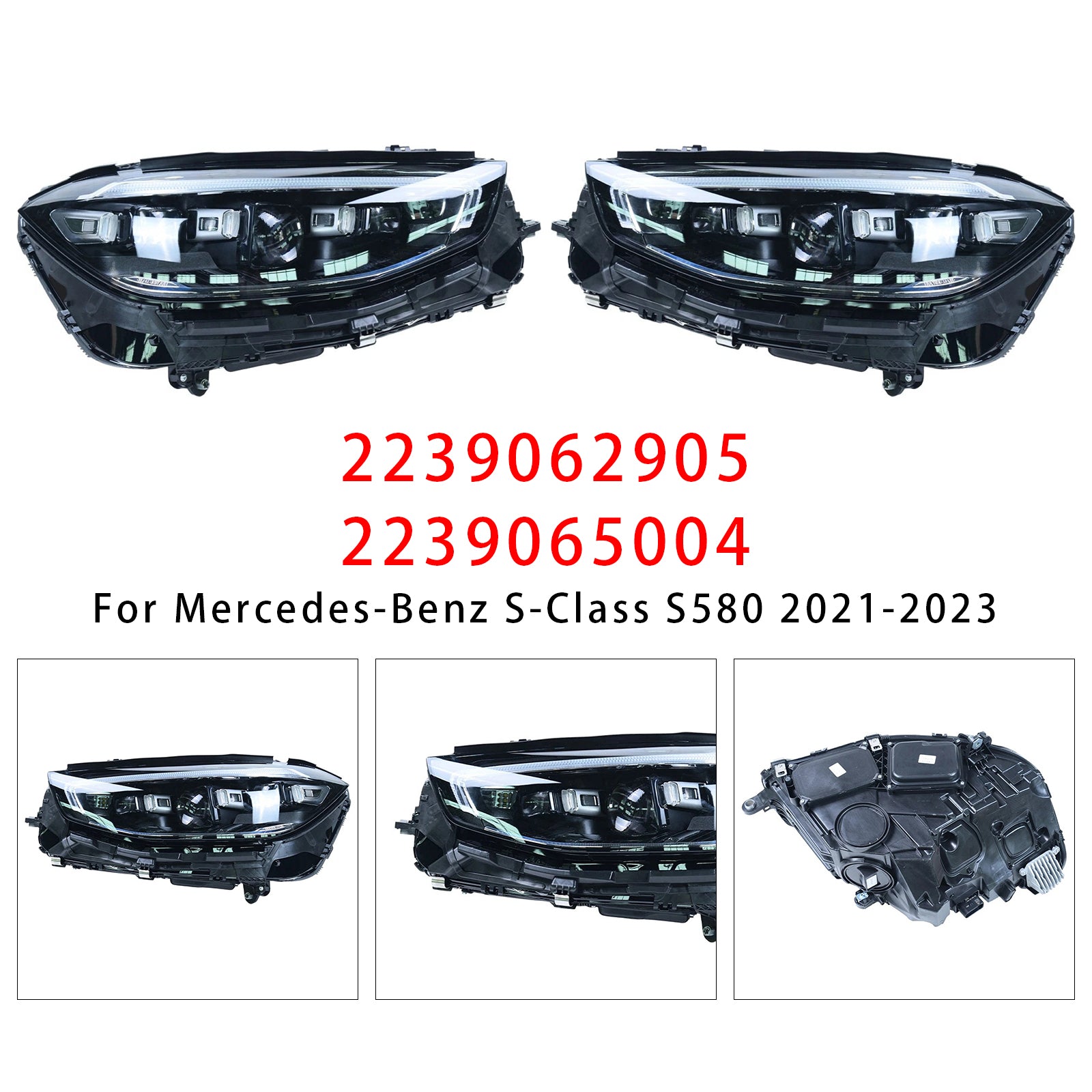 Left+Right LED Headlight Assembly For Mercedes-Benz S-Class S580 2021-2023