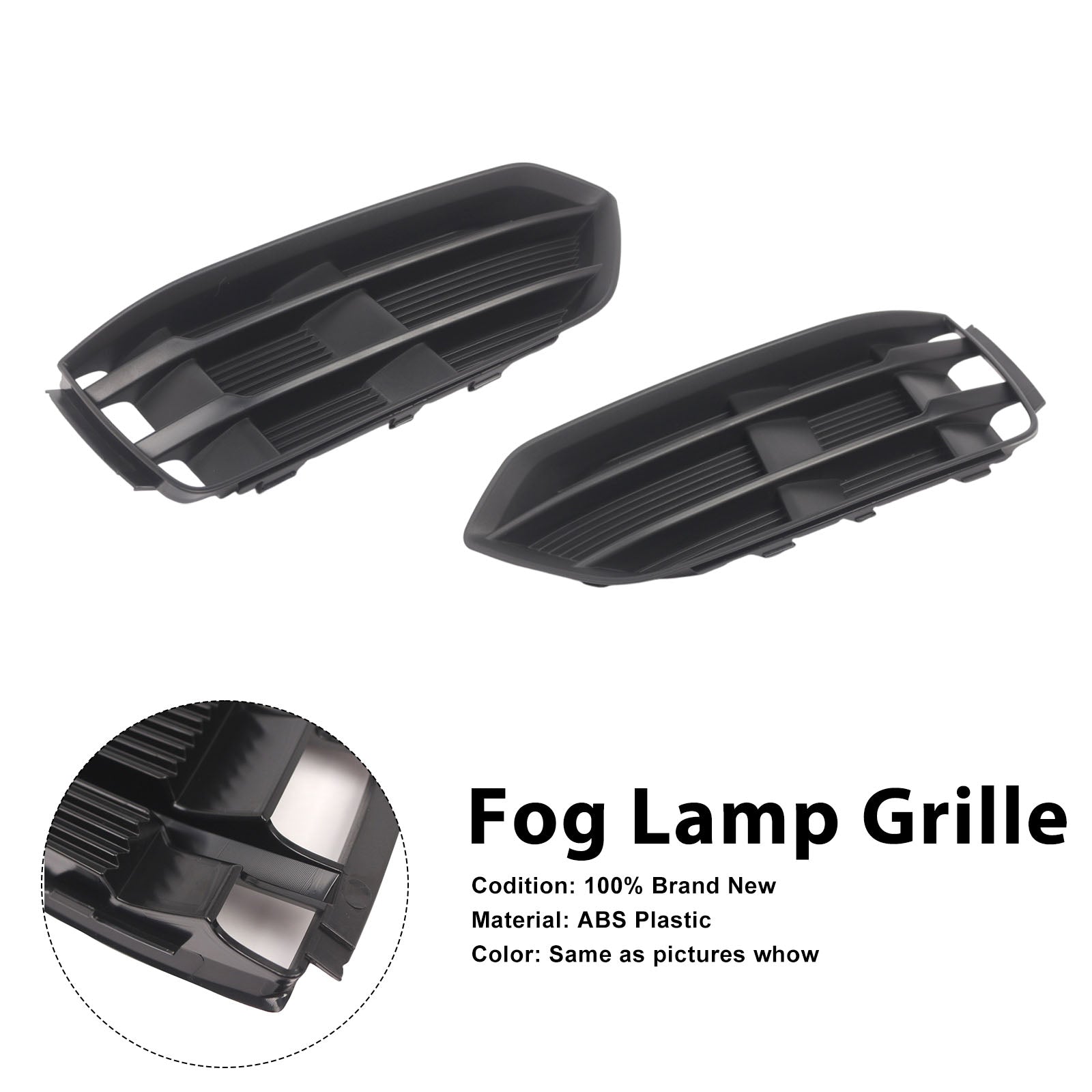 Black Front Bumper Fog Light Grille Grill Cover Bezel Fit Audi A5 2017-2019
