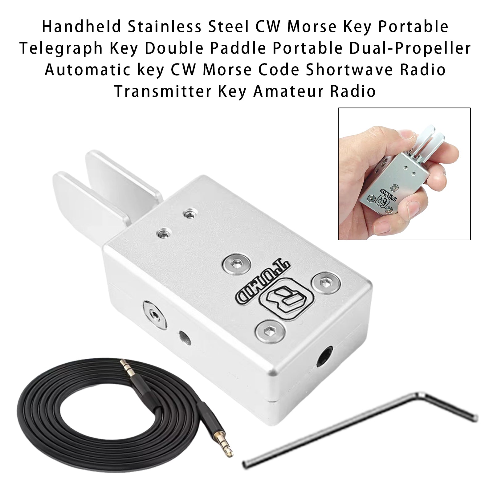 Handheld CW Morse Key Portable Telegraph Key Double Paddle Automatic Key CW Code