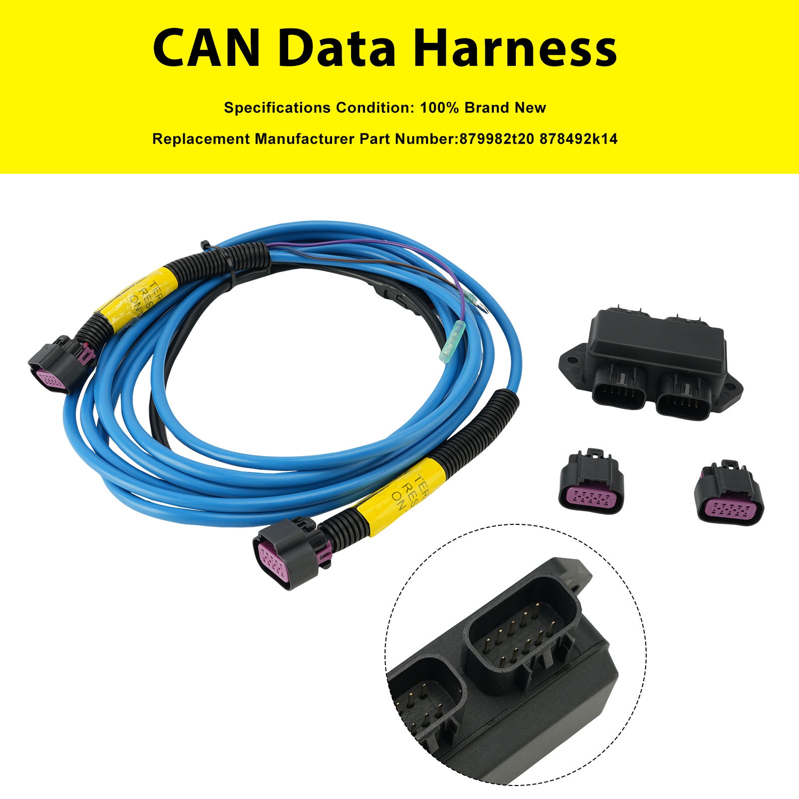 CAN Data Harness for Mercury Marine SmartCraft J Box 879982t20 878492k14