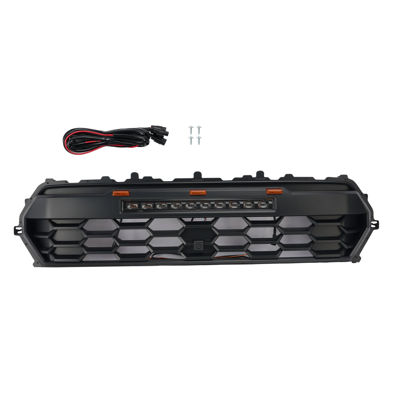 Black Front Bumper Grille Grill Fit Toyota Tacoma 2024+ With Led & Light Bar