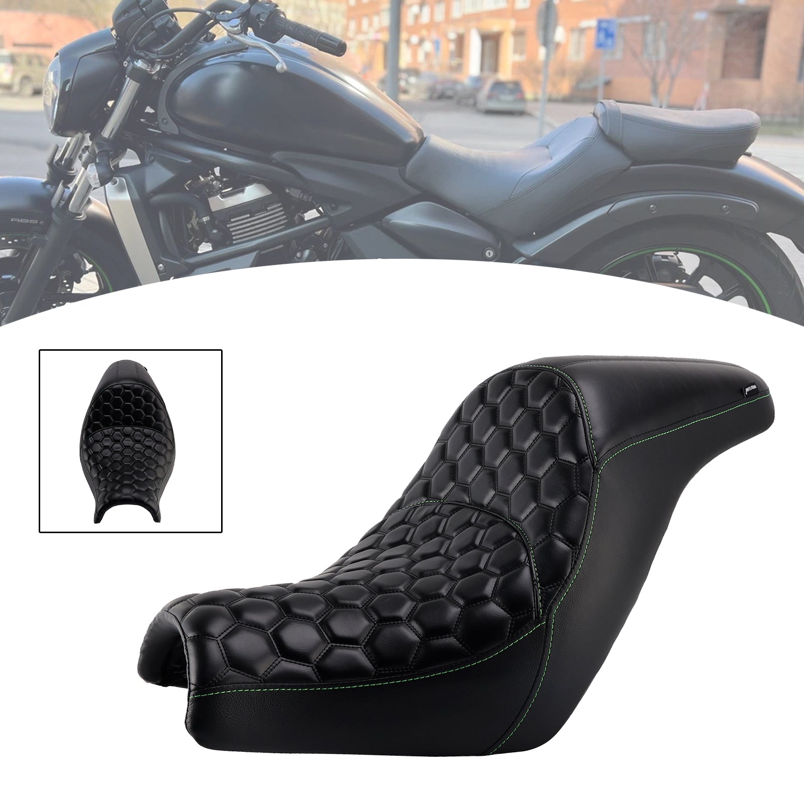 Front Raider Seat Driver Cushion Pu Fit Green For Kawasaki Vulcan S En650 15-25
