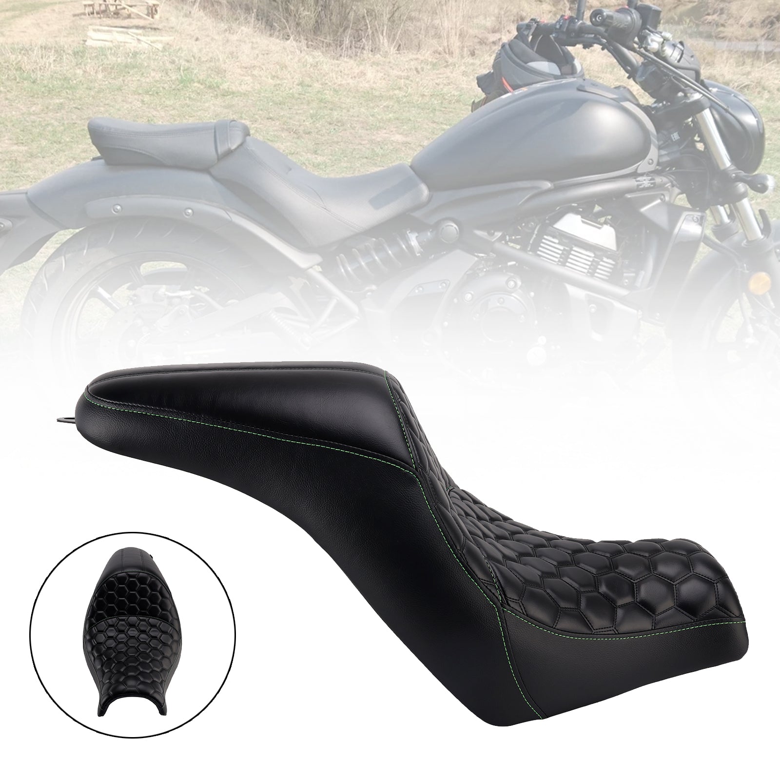 Front Raider Seat Driver Cushion Pu Fit Green For Kawasaki Vulcan S En650 15-25