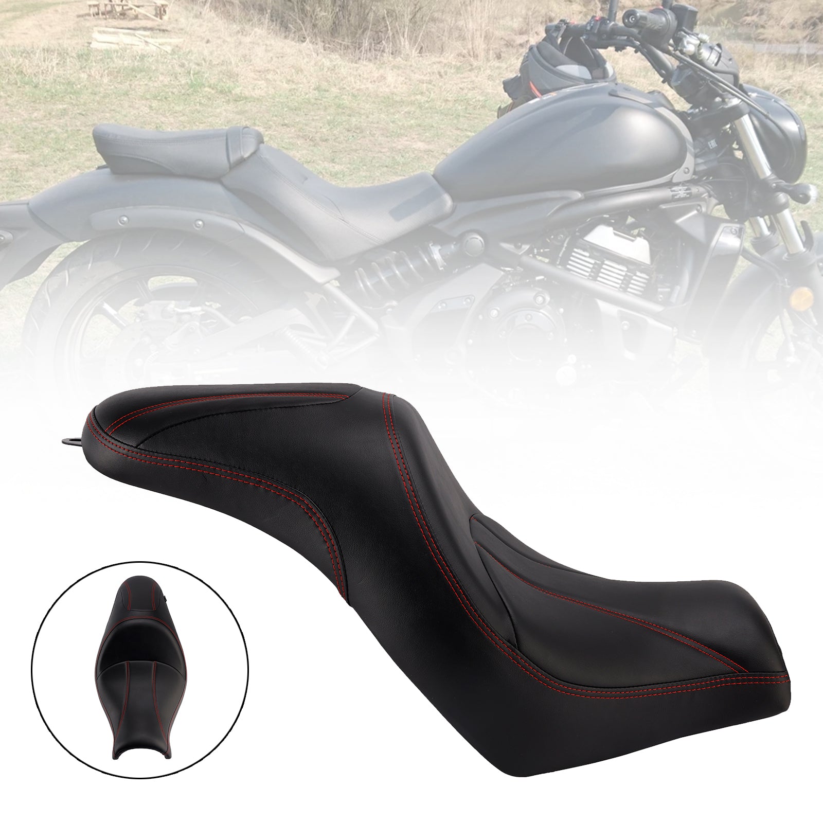 Front Raider Seat Driver Cushion Pu Fit Red For Kawasaki Vulcan S En650 15-25