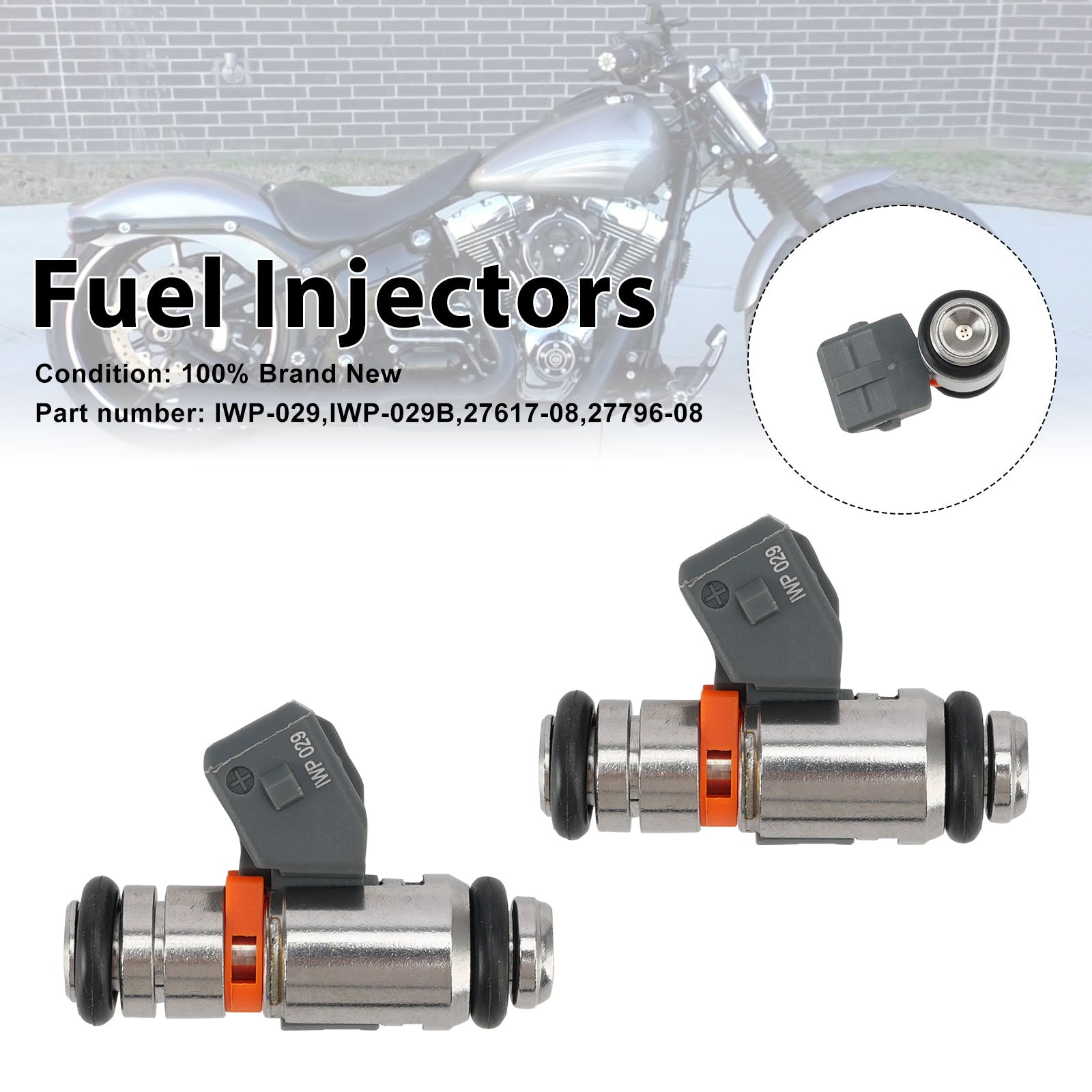 2PC Fuel Injectors IWP-029 For Electra Glide Street Glide Road King 08-17