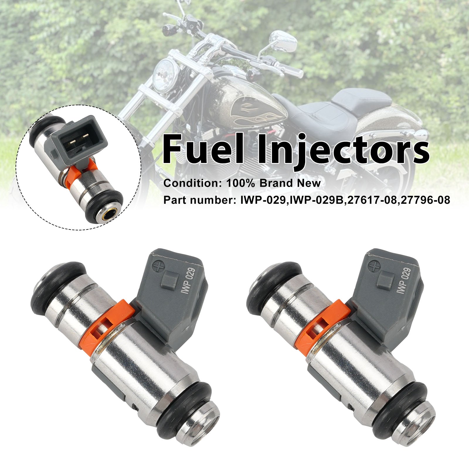 2PC Fuel Injectors IWP-029 For Electra Glide Street Glide Road King 08-17