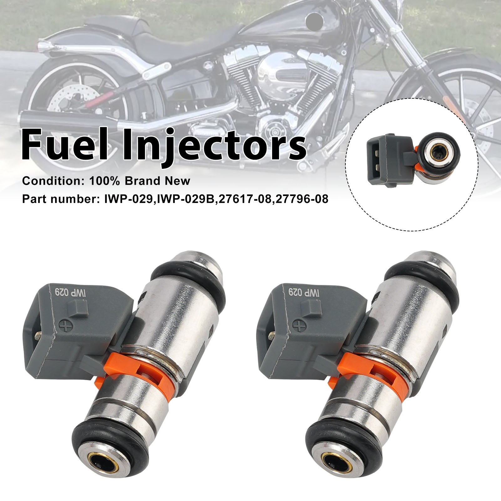 2PC Fuel Injectors IWP-029 For Electra Glide Street Glide Road King 08-17