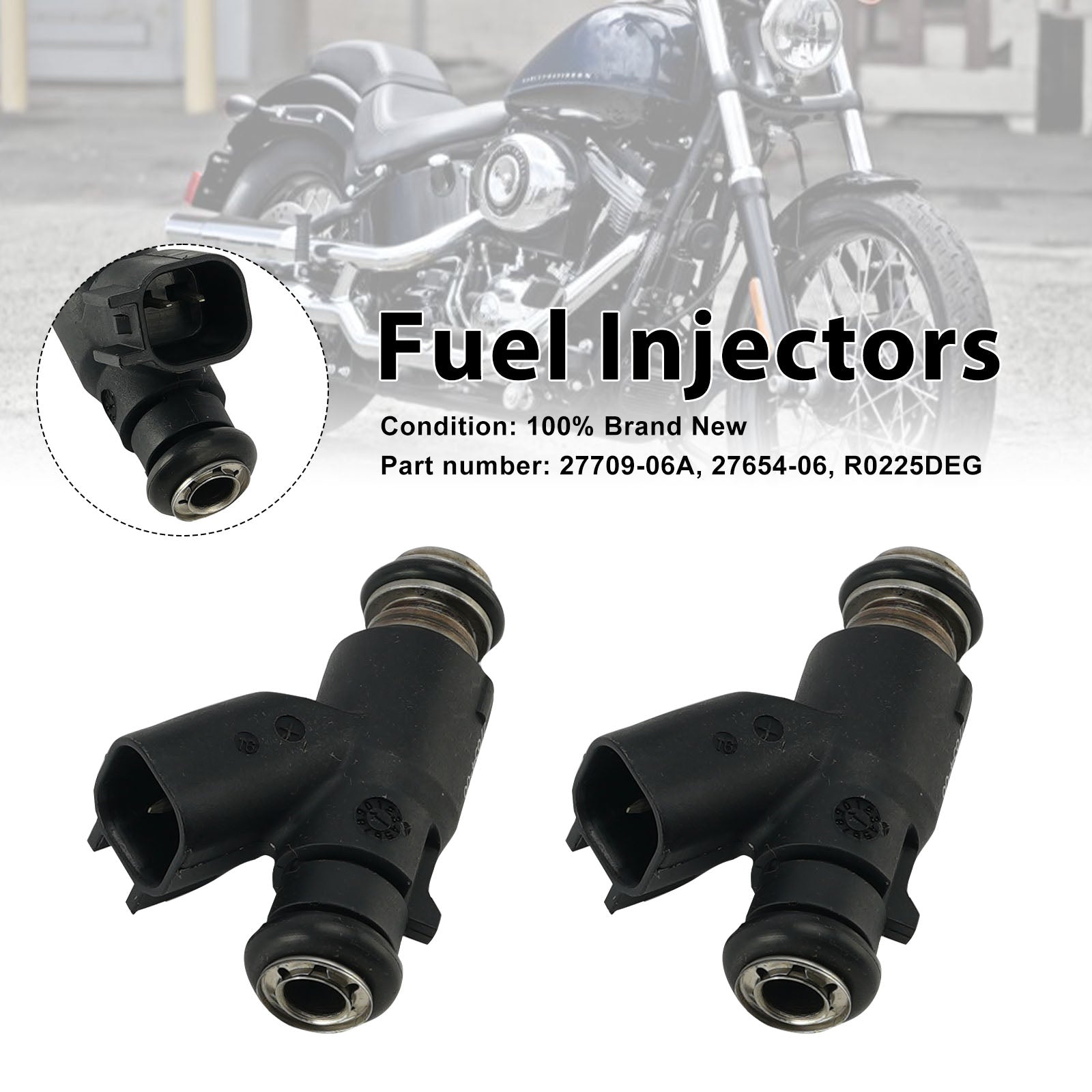 2PC 27654-06 Fuel Injectors 27709-06A Fits For Dyna Cross Bones 25 Degree