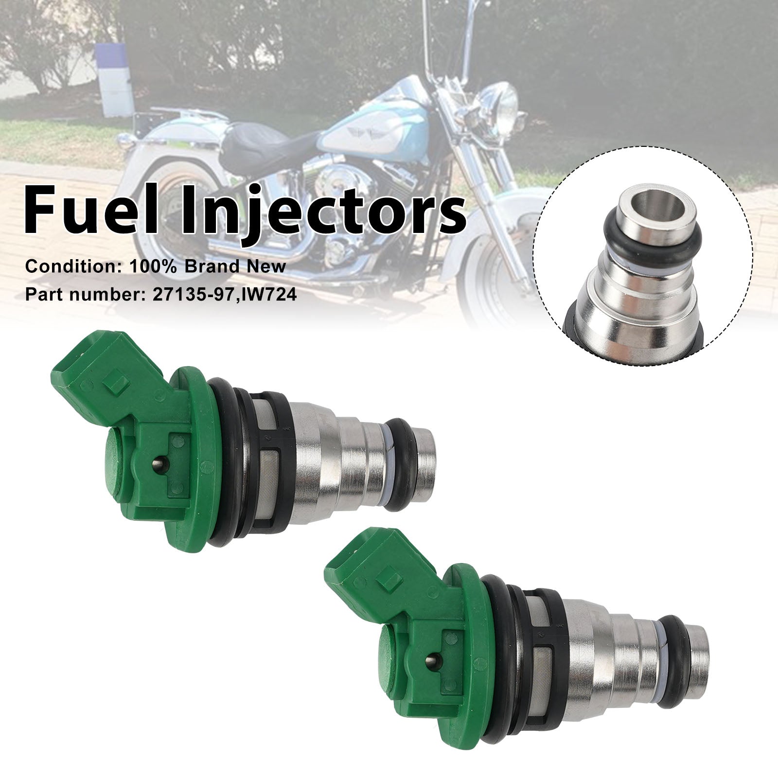 2PC IW724 Fuel Injectors 27135-97 For Dyna Bad Boy 1200 Sportster Road King