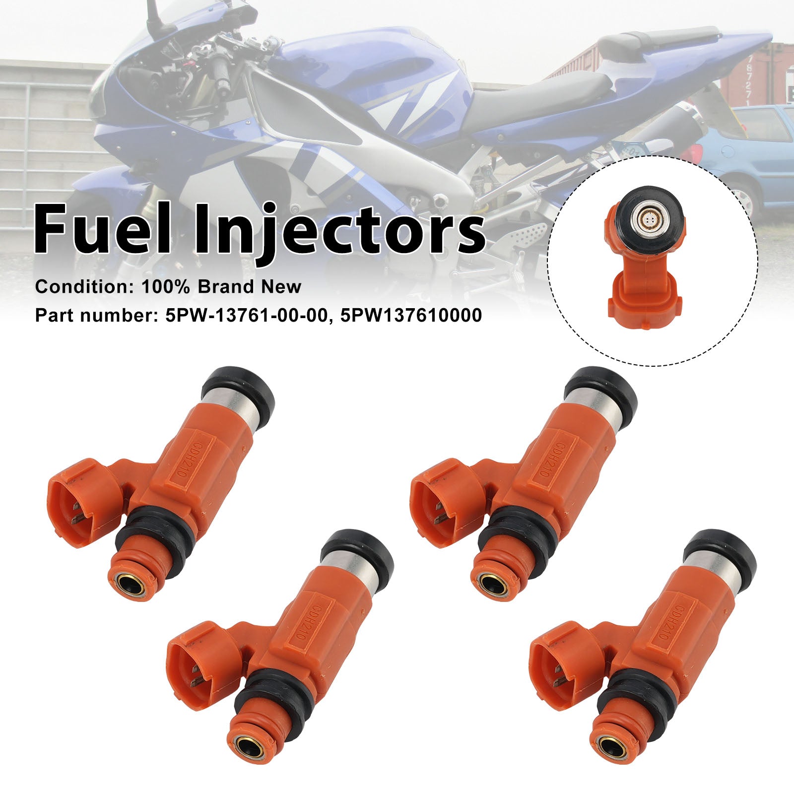 4PC Fuel Injectors 5PW-13761-00-00 For Yamaha YZF R1 YZF-R1 2002-2003