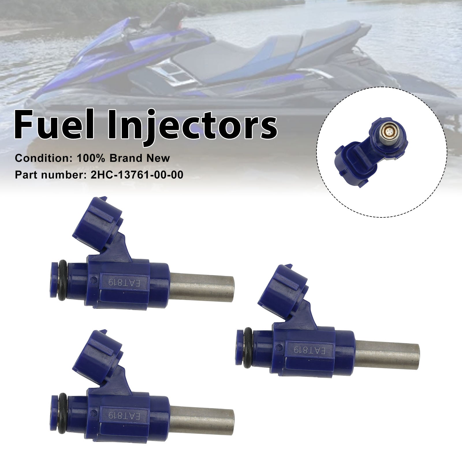 3PC Fuel Injectors 2HC-13761-00-00 For Yamaha WaveRunner 2018-2023 VX EX