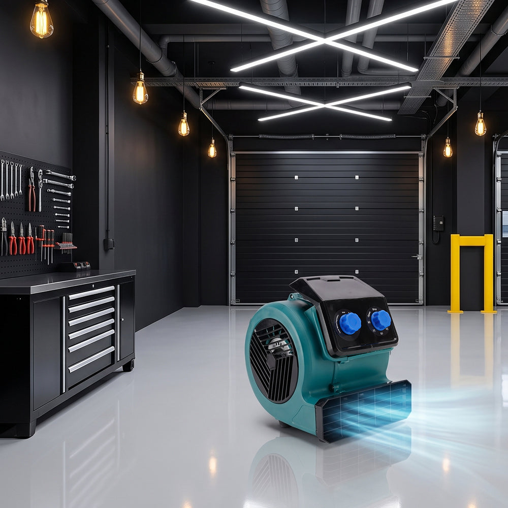 1/2 HP 1500CFM Compact Air Mover Floor Dryer with Timer