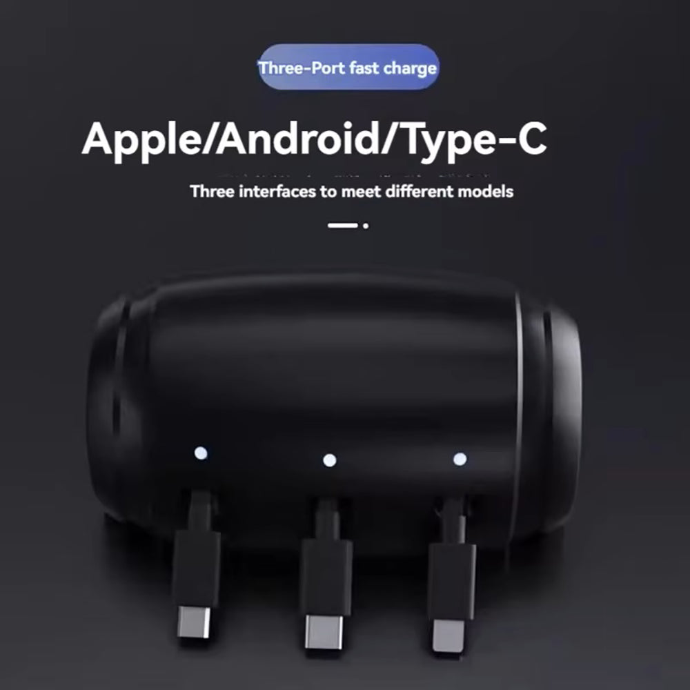 3-in-1 Retractable Car Backseat Charging Station Box for iPhone/Samsung/Android