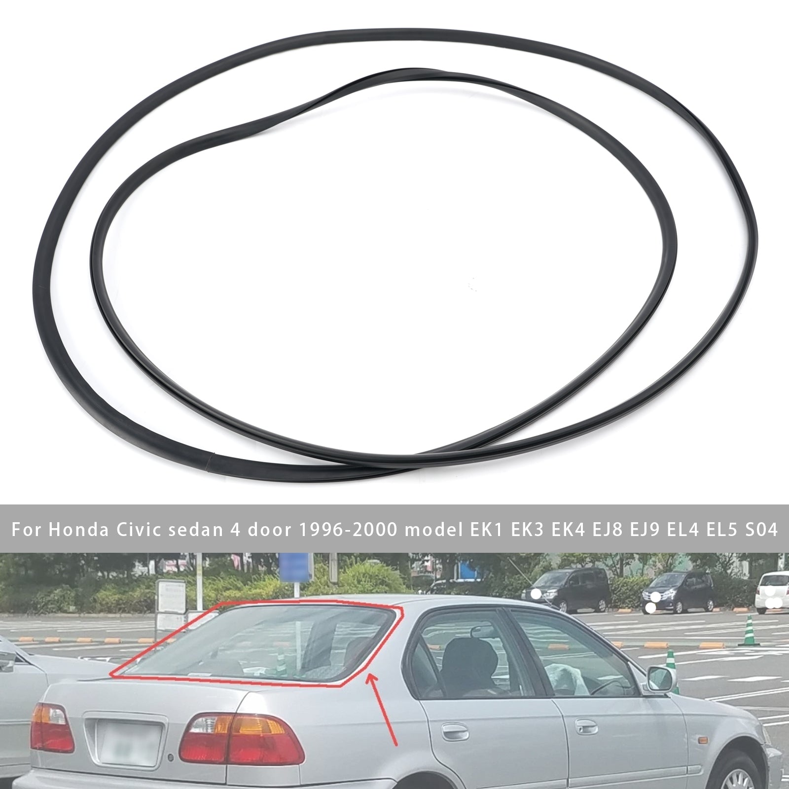 Rear Windshield Windscreen Seal Rubber For Honda Civic EK3 EK4 EJ8 EJ9 EL4