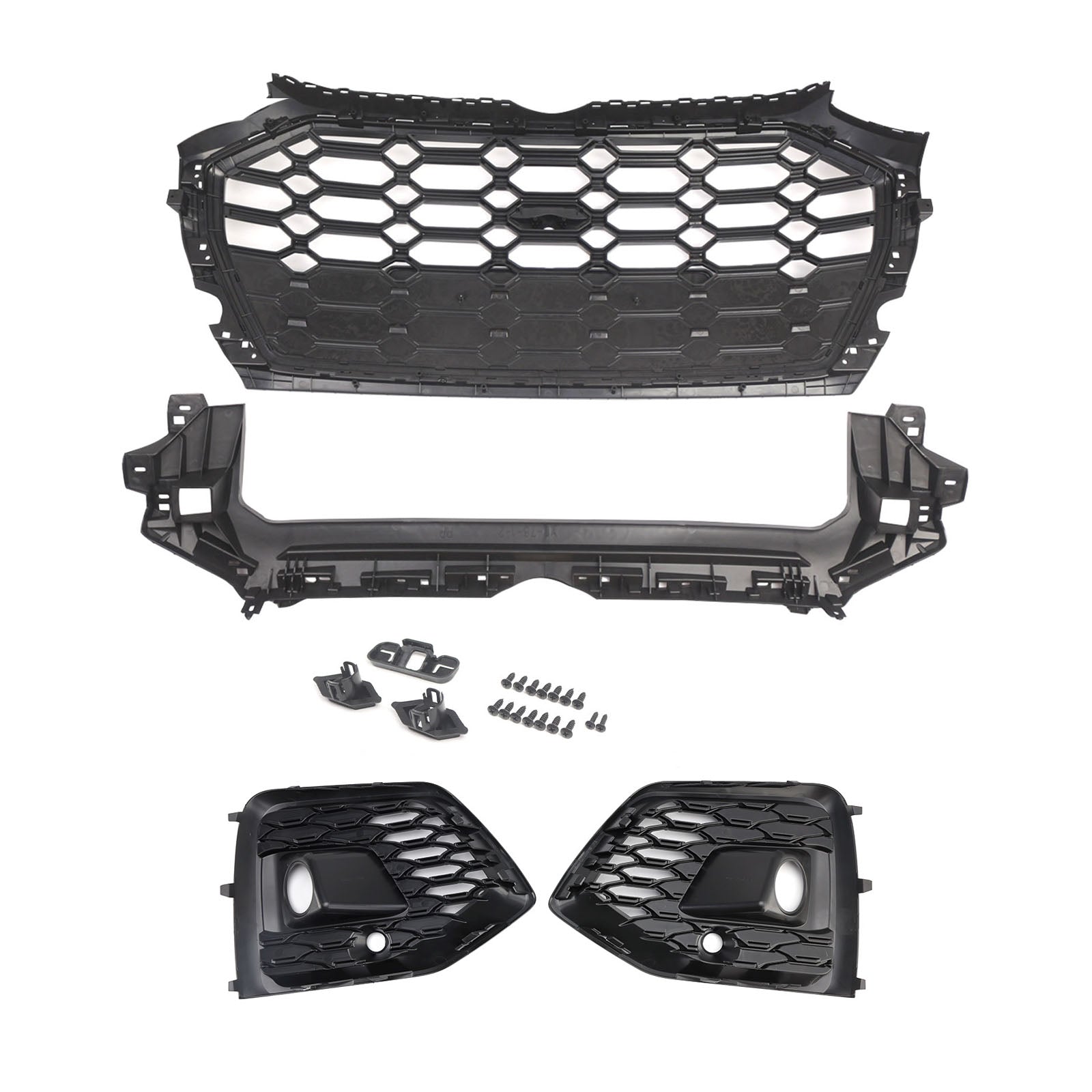 Front Bumper Grille Honeycomb Grille & Fog Light Cover Fit Audi Q5 2021-2025