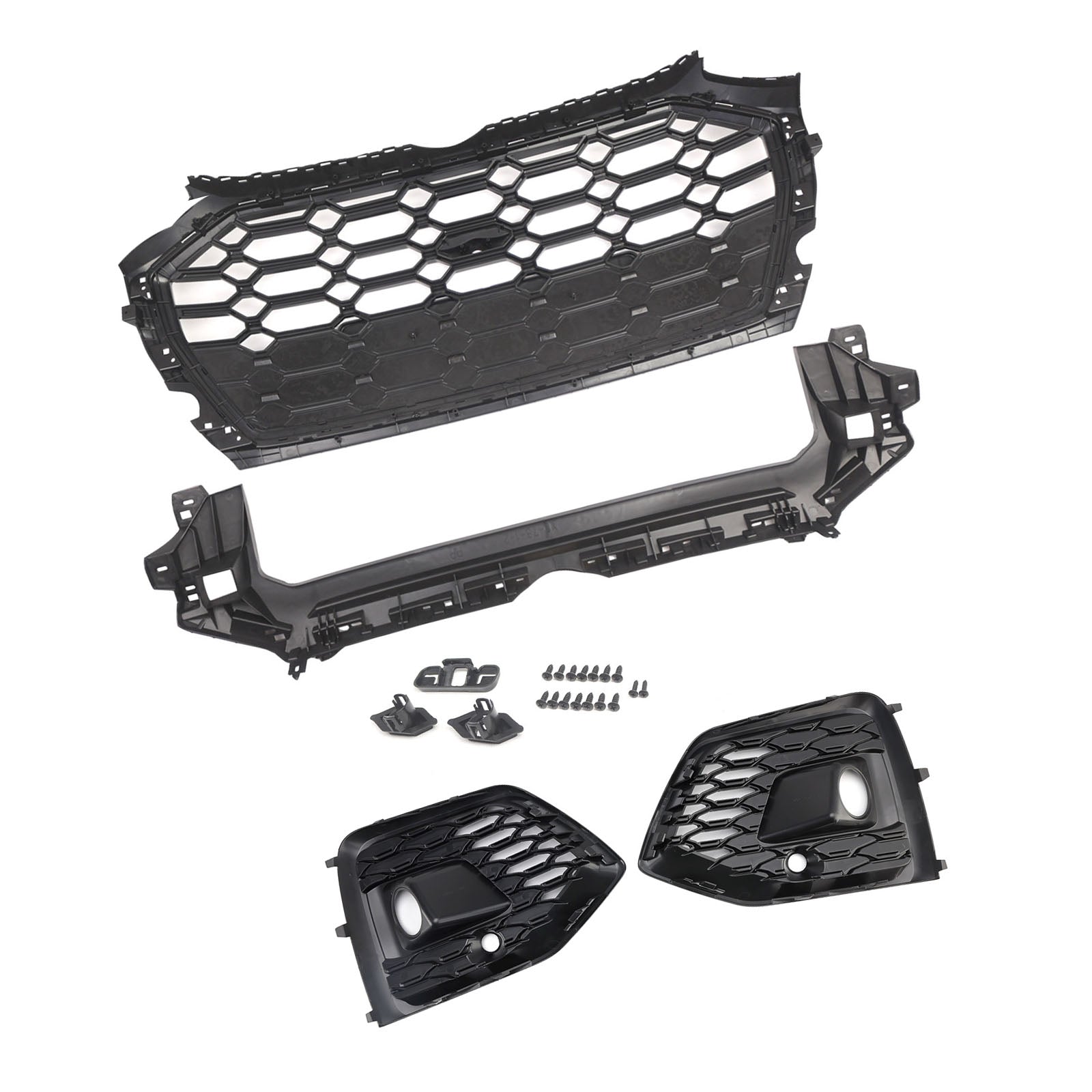 Front Bumper Grille Honeycomb Grille & Fog Light Cover Fit Audi Q5 2021-2025
