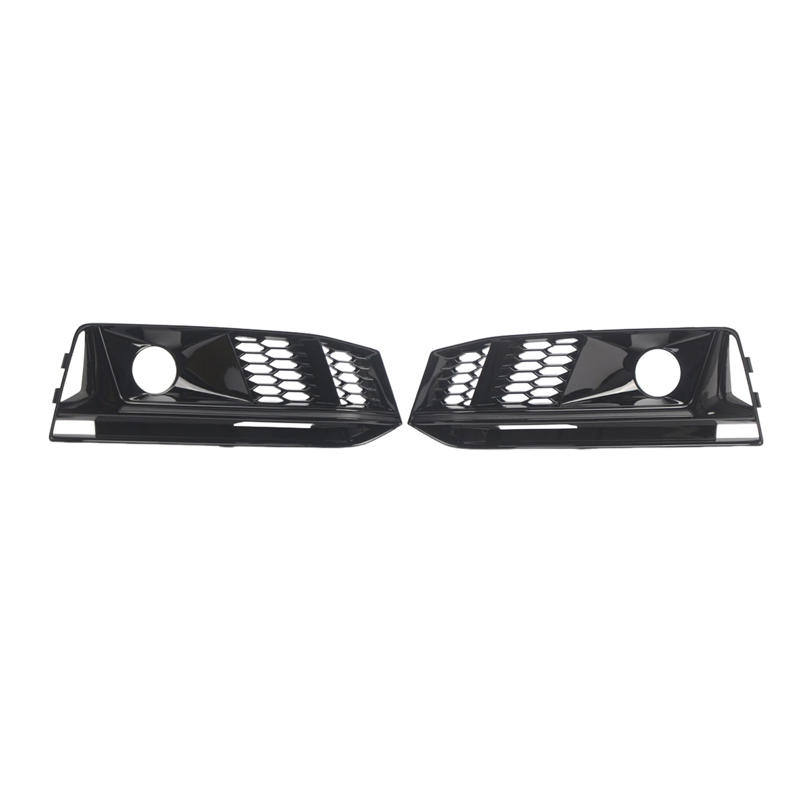 2PCS Black Front Bumper Foglight Grill Grille Fit Audi A4 B9 S4 2016-2019