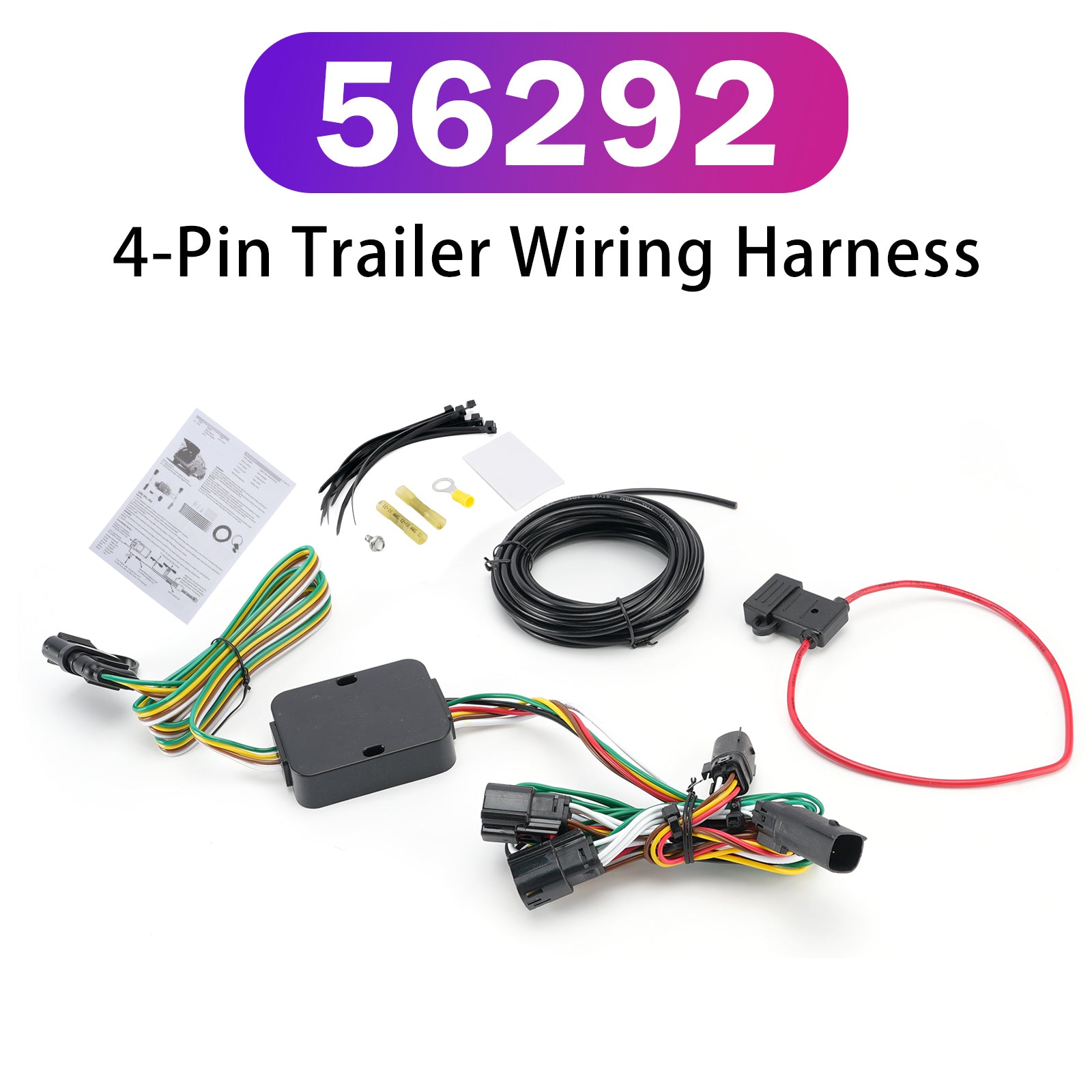 4-Pin Trailer Wiring Harness 56292 for Ford Edge Sport Titanium 2015-2018