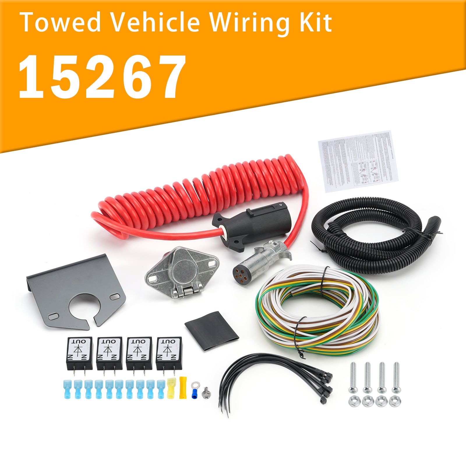Towed Vehicle Wiring Kit 6 to 7 Way Wire Connectors for Roadmaster 15267