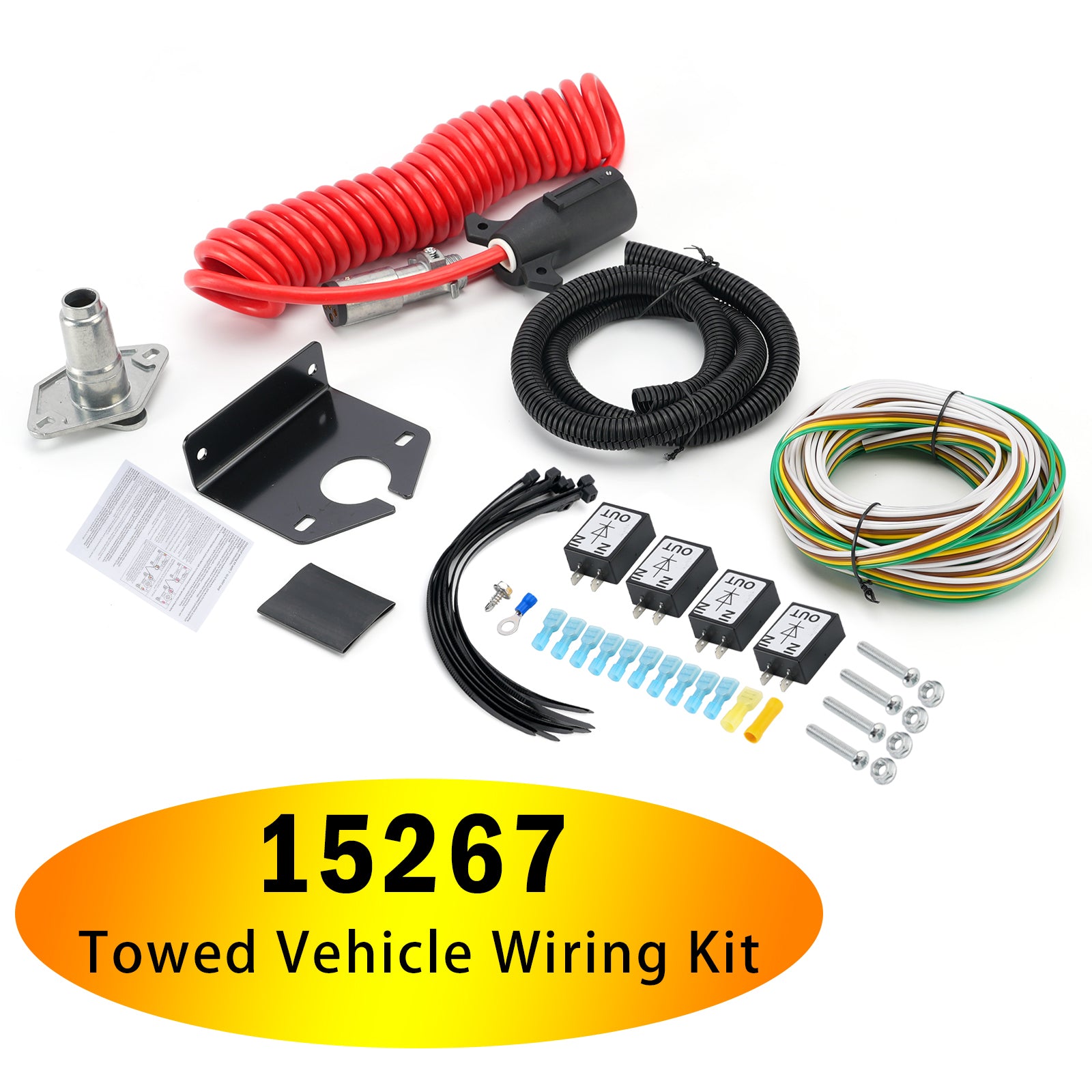 Towed Vehicle Wiring Kit 6 to 7 Way Wire Connectors for Roadmaster 15267