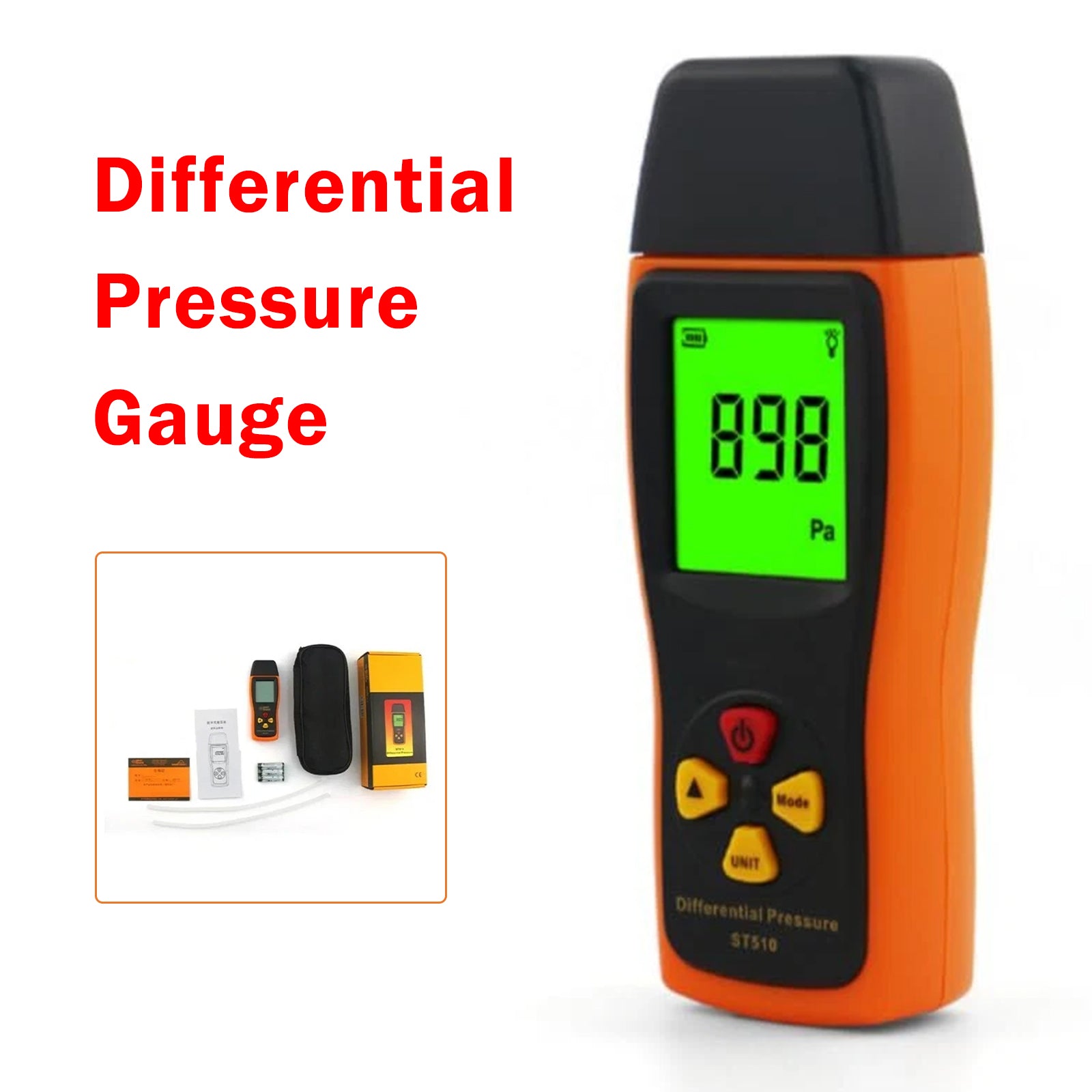 ST510 Digital Manometer Low Pressure Accurate Air Pressure Meter 0~100hPa