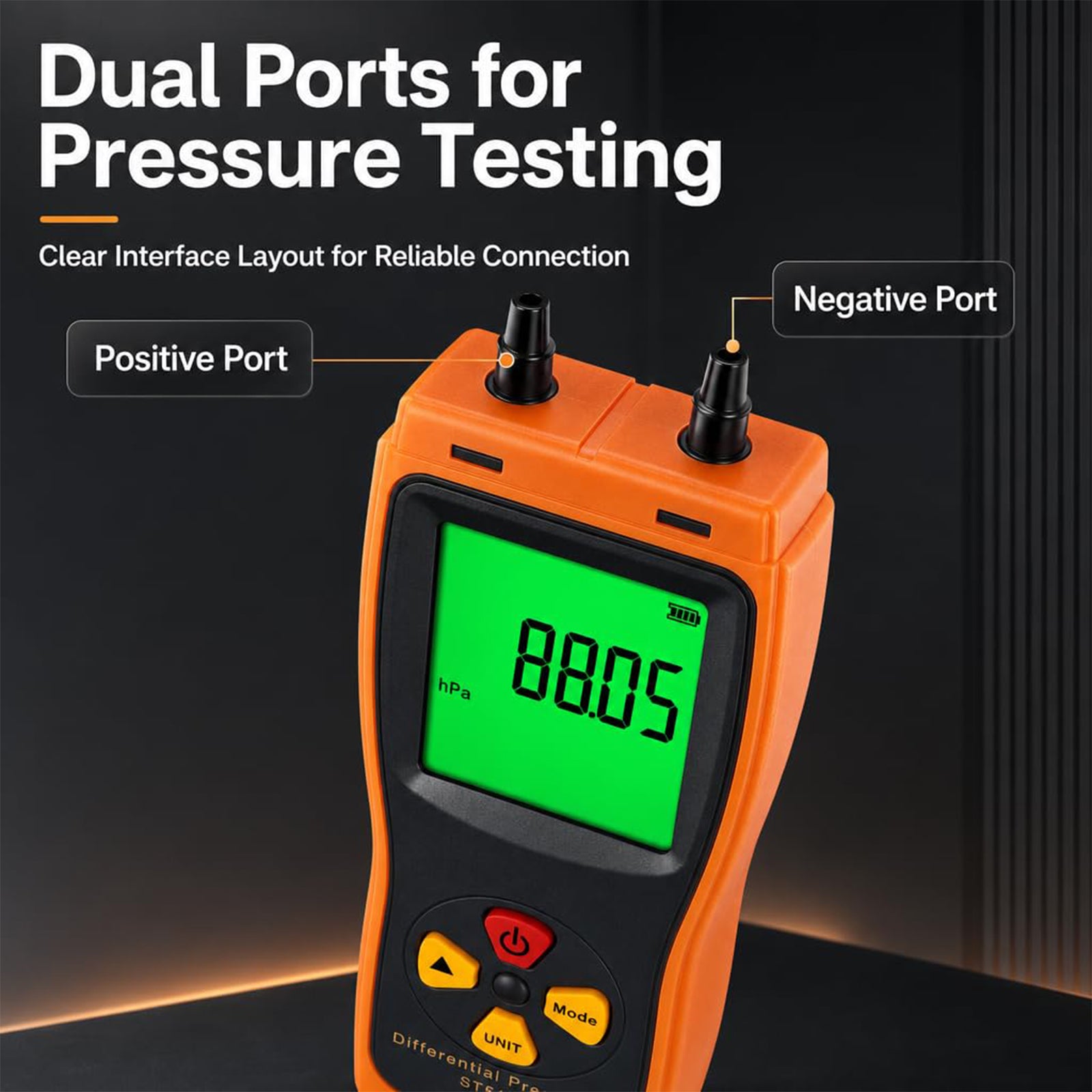 ST510 Digital Manometer Low Pressure Accurate Air Pressure Meter 0~100hPa