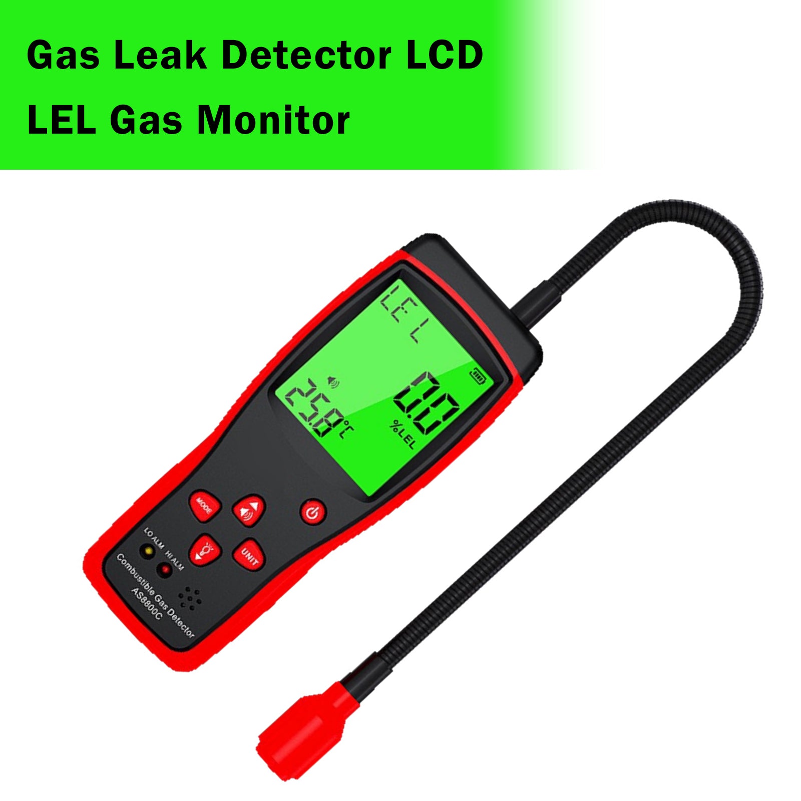 AS8800A Combustible Gas Leak Detector LCD LEL Gas Monitor