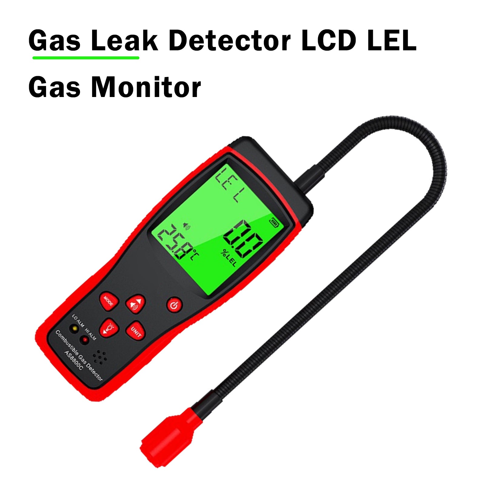 AS8800A Combustible Gas Leak Detector LCD LEL Gas Monitor