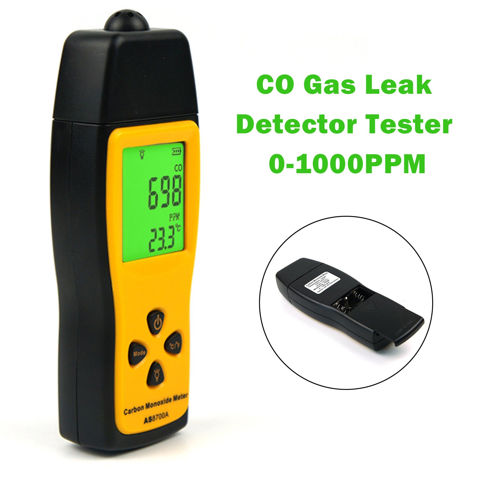 AS8700A Handheld Carbon Monoxide Meter Analyze Leak Detector Tester 0-1000PPM