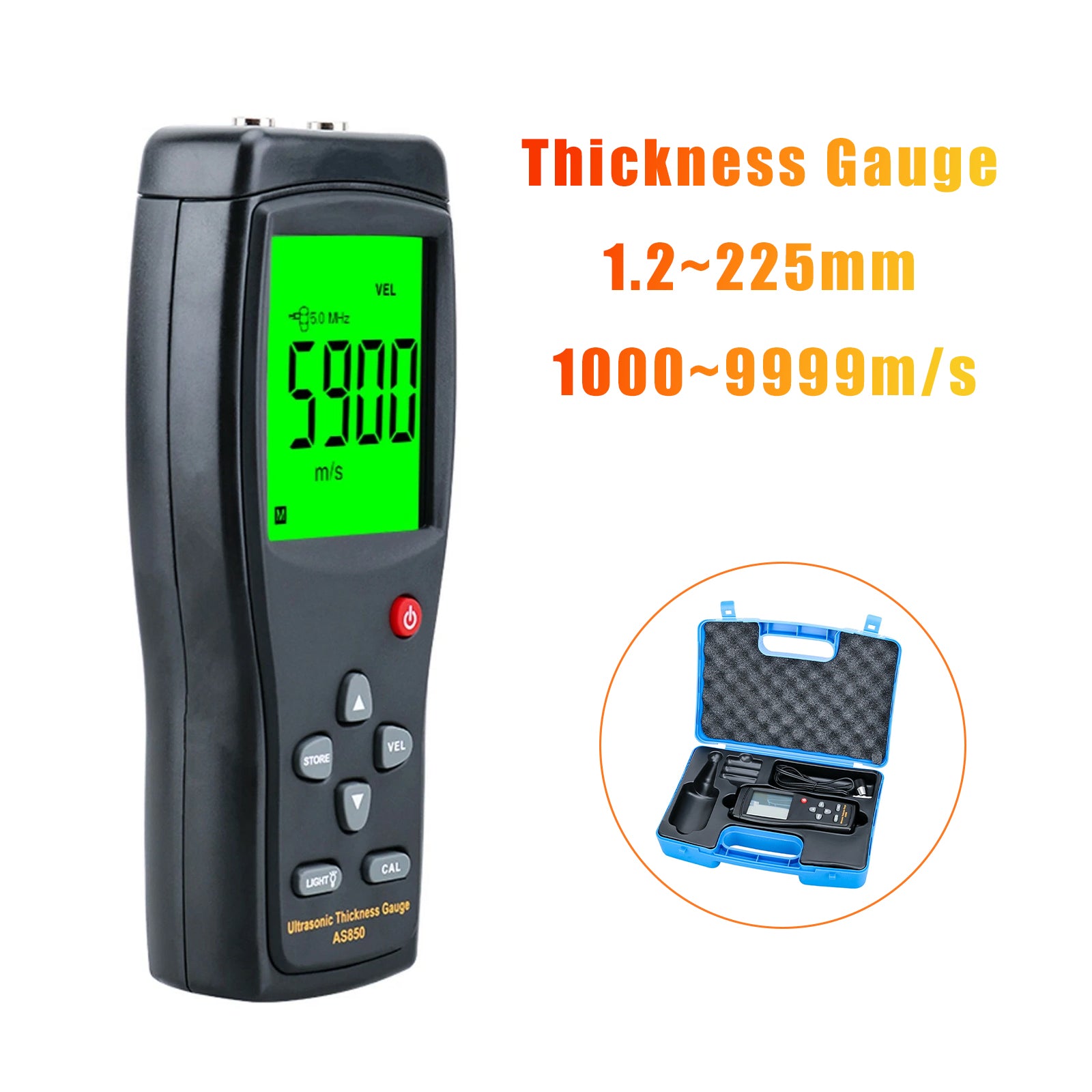 AS850 Portable Digital Ultrasonic Steel Plate Thickness Gauge 1000~9999m/s