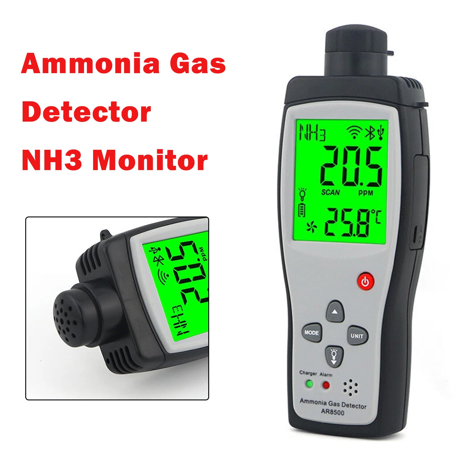 AR8500 Ammonia Gas Detector NH3 Monitor NH3 Gas Analyzer 0-100PPM