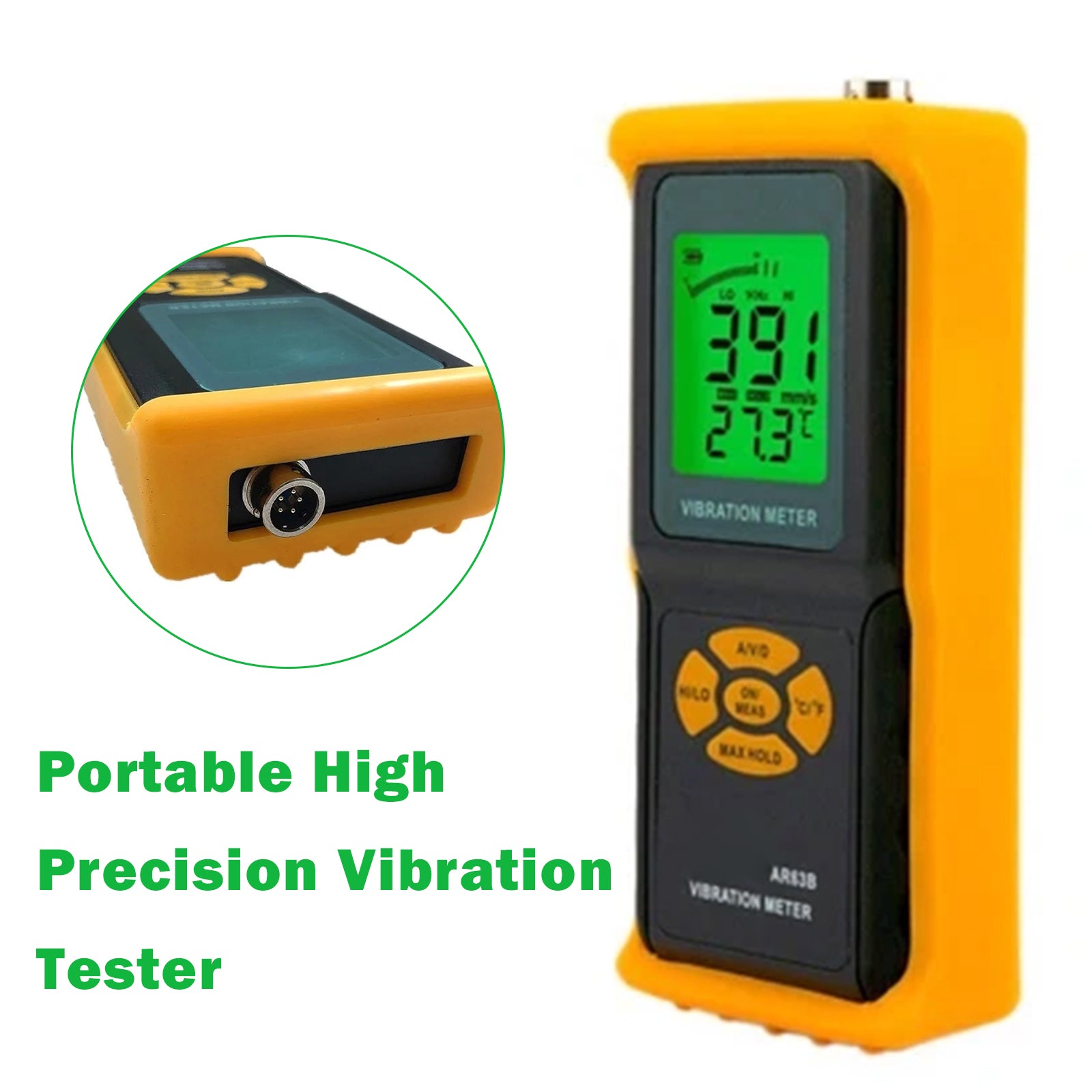 Digital AR63B Vibration Meter Vibrometer 3-in-1 Measuring Modes For Accelerat