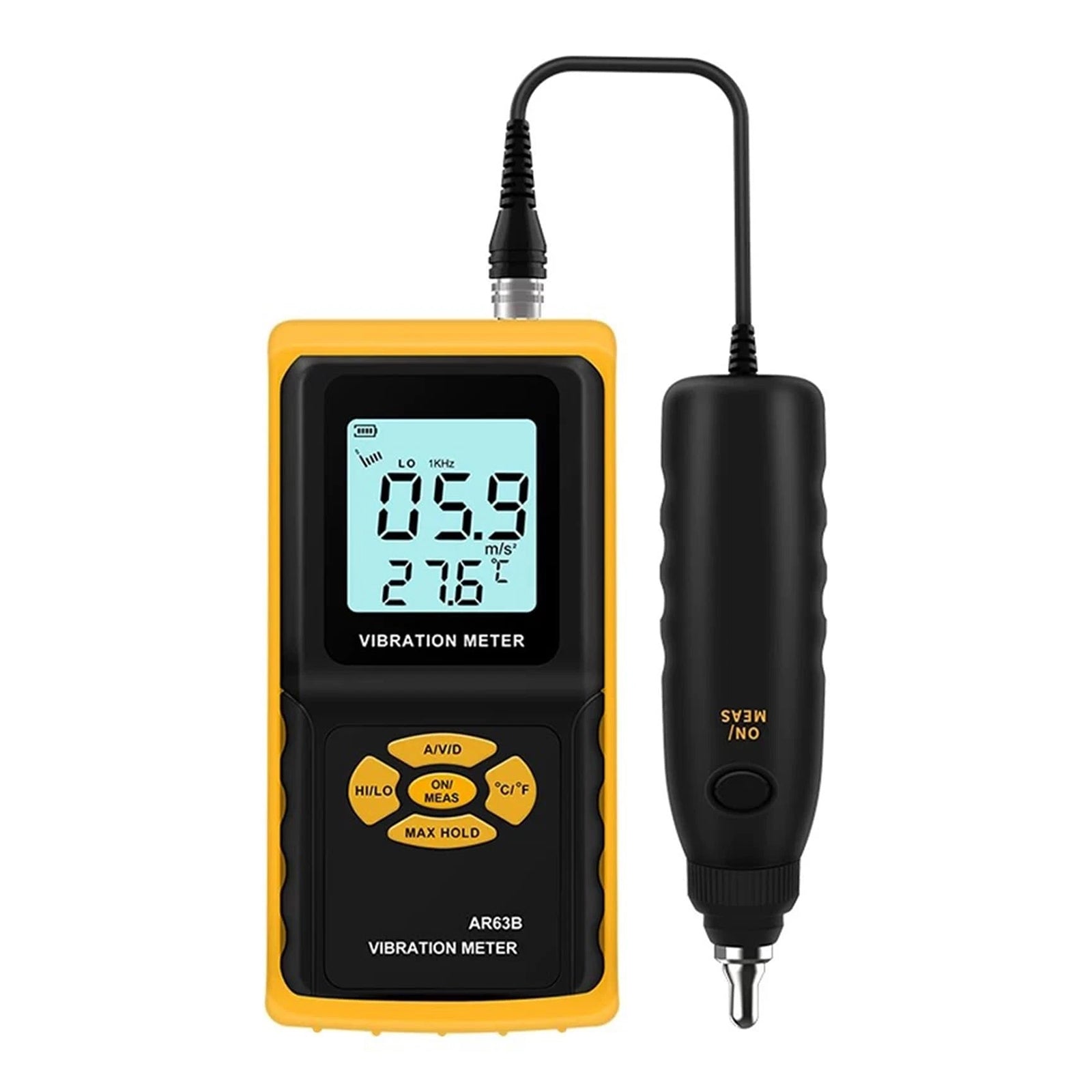 Digital AR63B Vibration Meter Vibrometer 3-in-1 Measuring Modes For Accelerat
