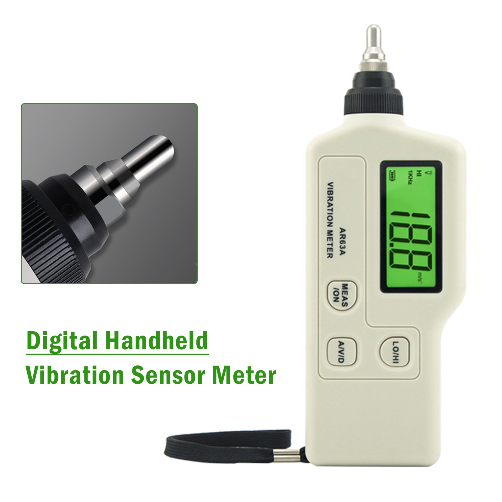 R63A Digital Handheld Vibration Sensor Meter Case Gauge Measure Tester