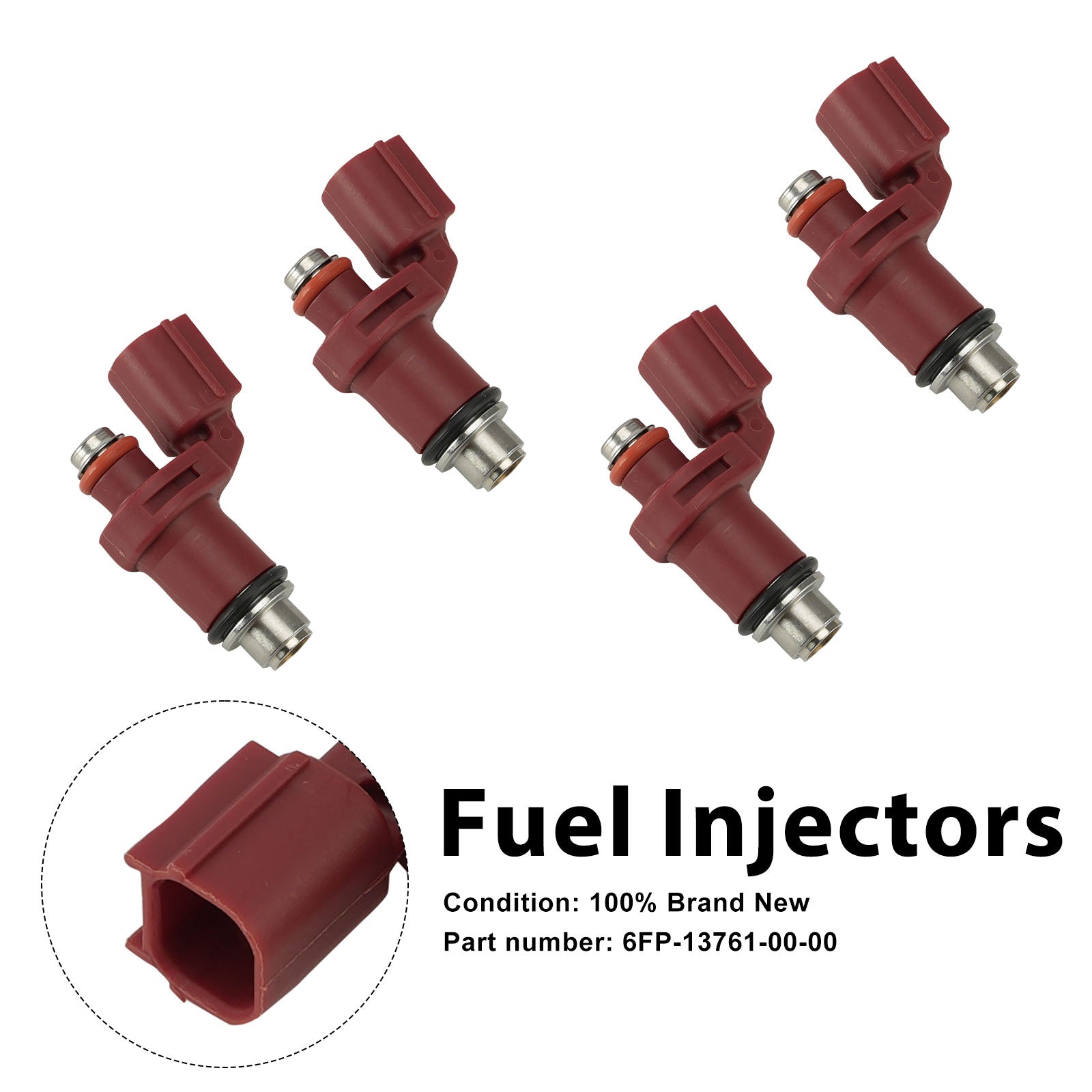 4PC Fuel Injectors 6FP-13761-00-00 For Yamaha Outboard 75HP 90HP