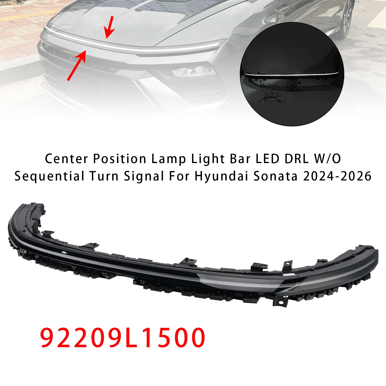 Center Lamp Light Bar LED DRL W/O Sequential Turn Signal For Sonata 2024-2026