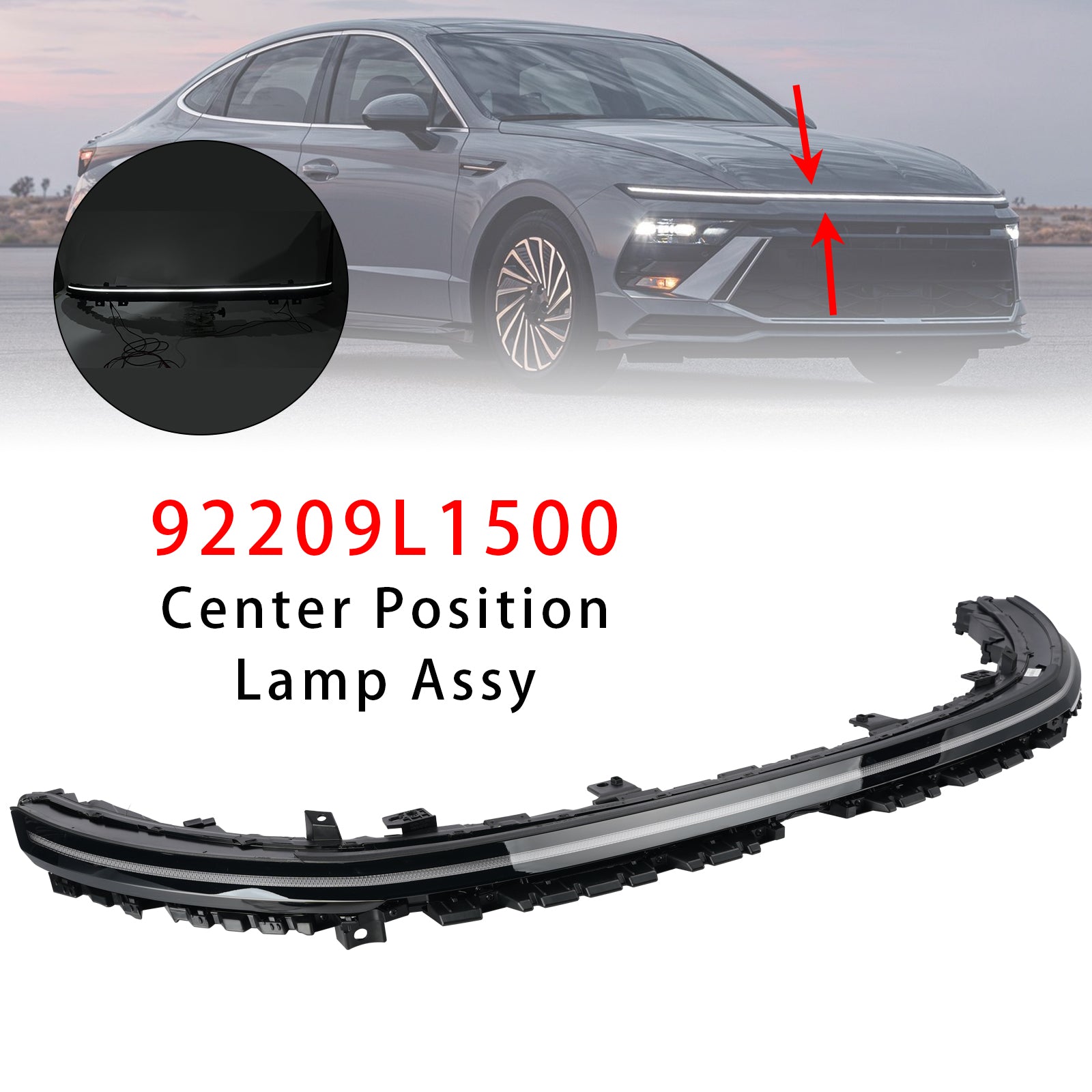Center Lamp Light Bar LED DRL W/O Sequential Turn Signal For Sonata 2024-2026