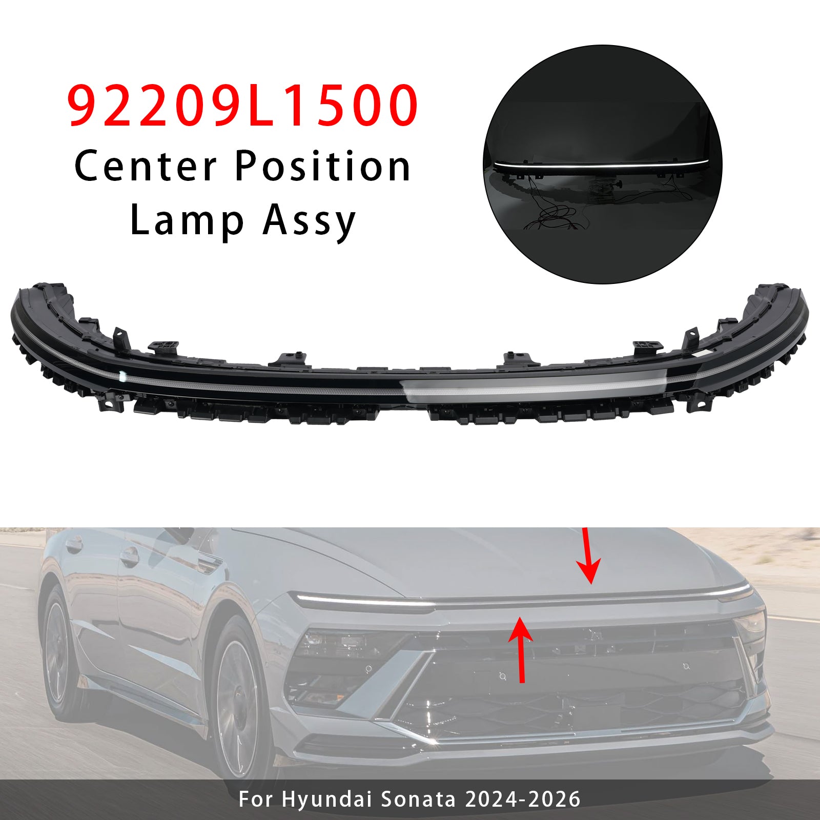 Center Lamp Light Bar LED DRL W/O Sequential Turn Signal For Sonata 2024-2026