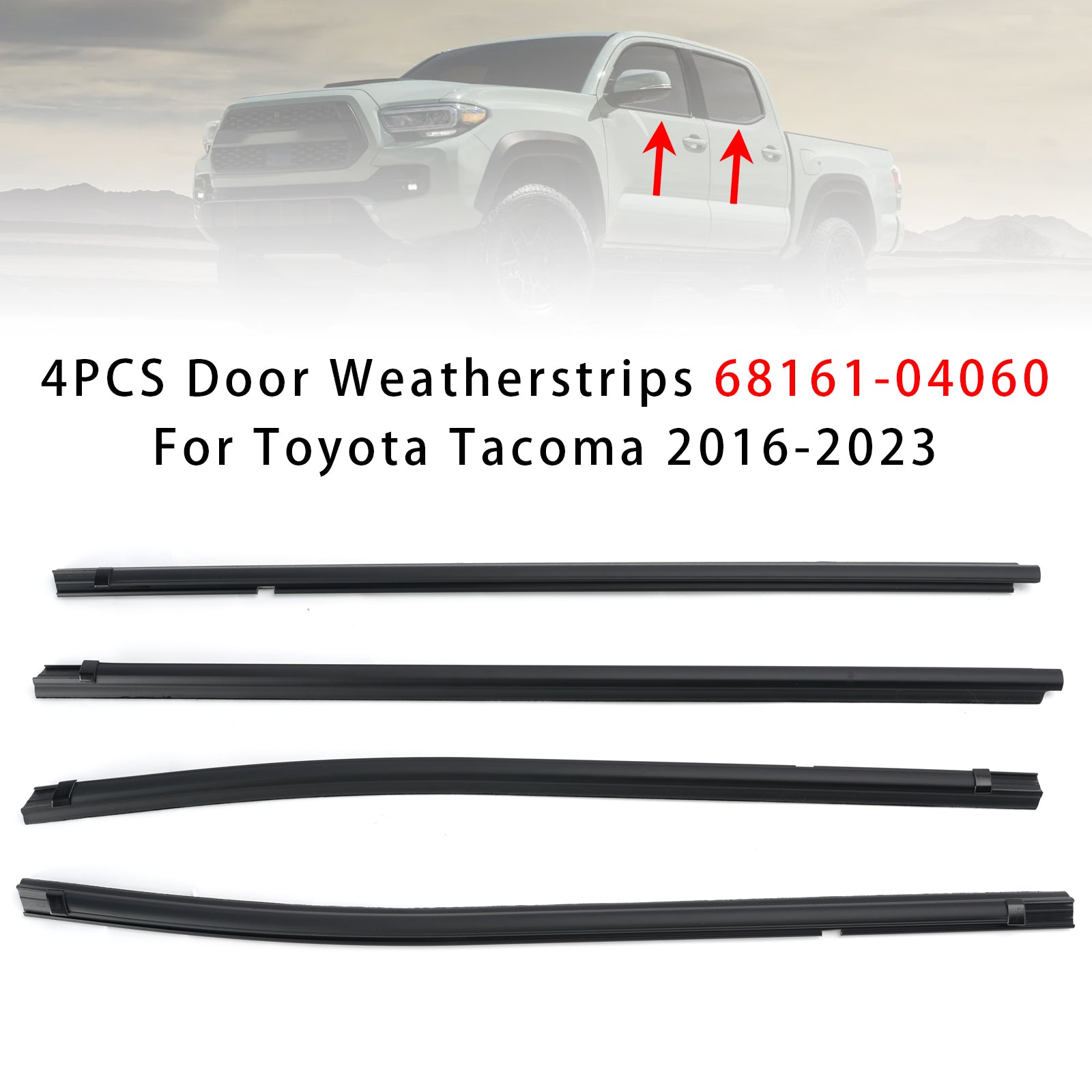 4PCS Door Weatherstrips 68161-04060 For Toyota Tacoma 2016-2023