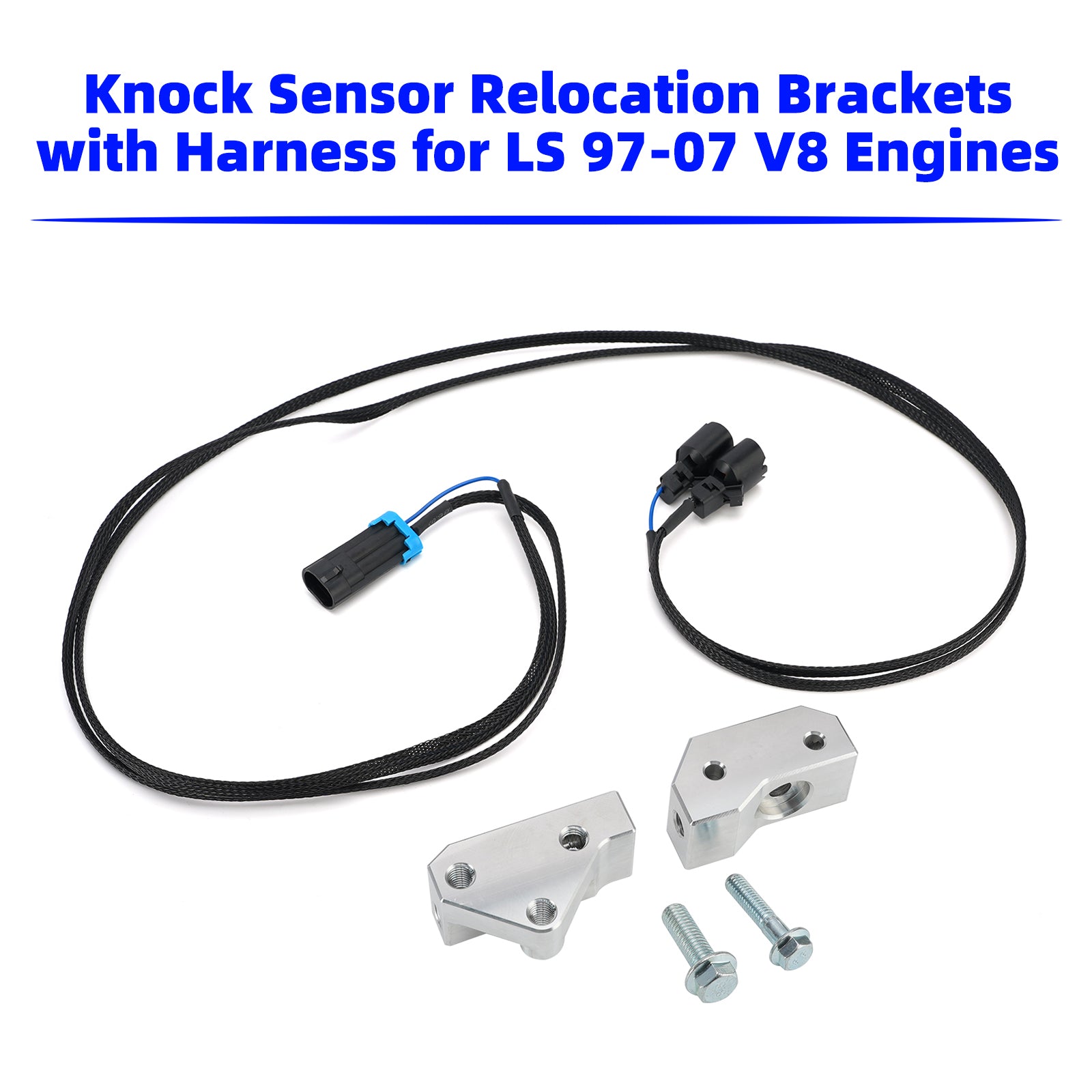 Knock Sensor Relocation Brackets with Harness for LS 97-07 V8 Engines