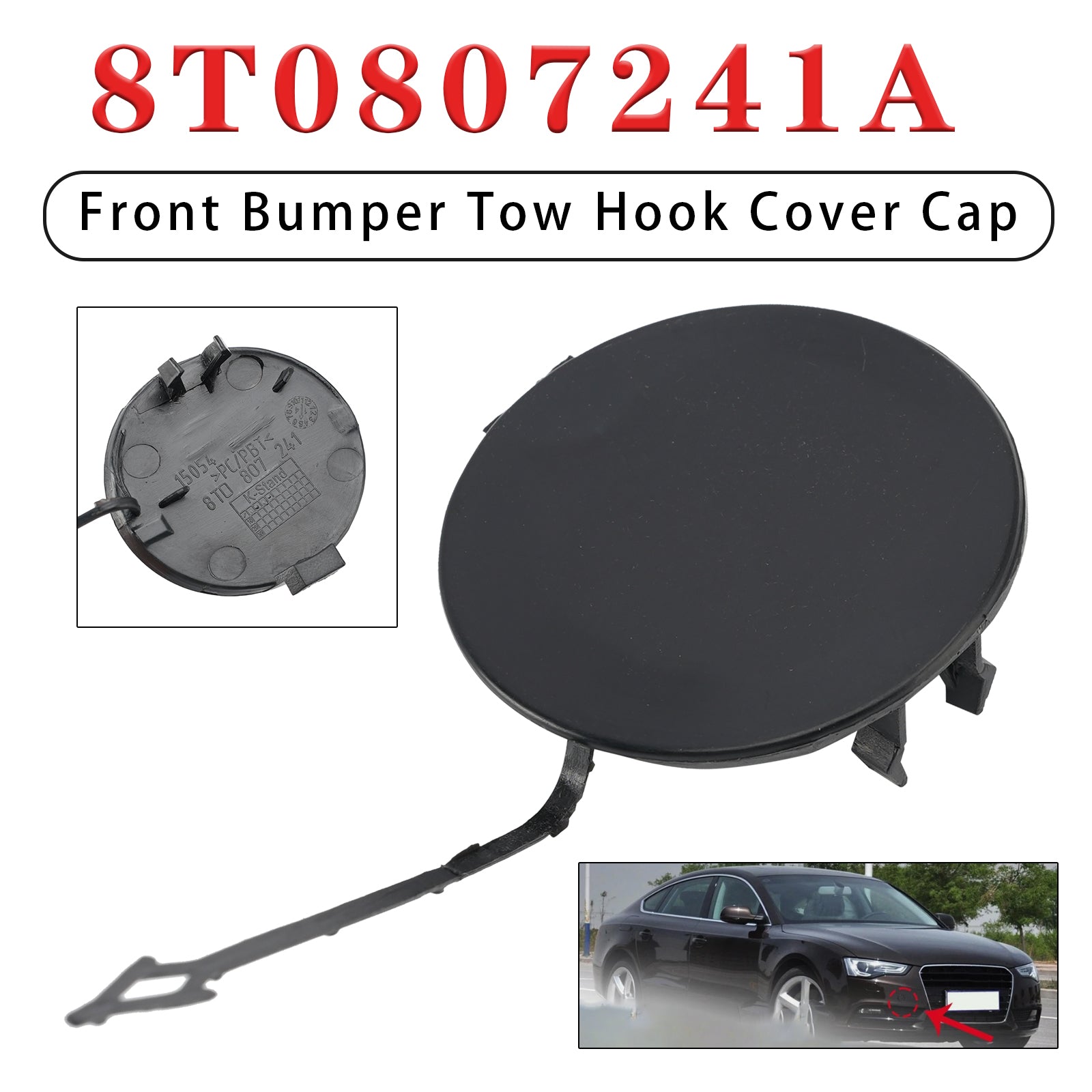 Front Bumper Tow Hook Cover Cap 8T0807241A for Audi A5 2008-2011 S-Line