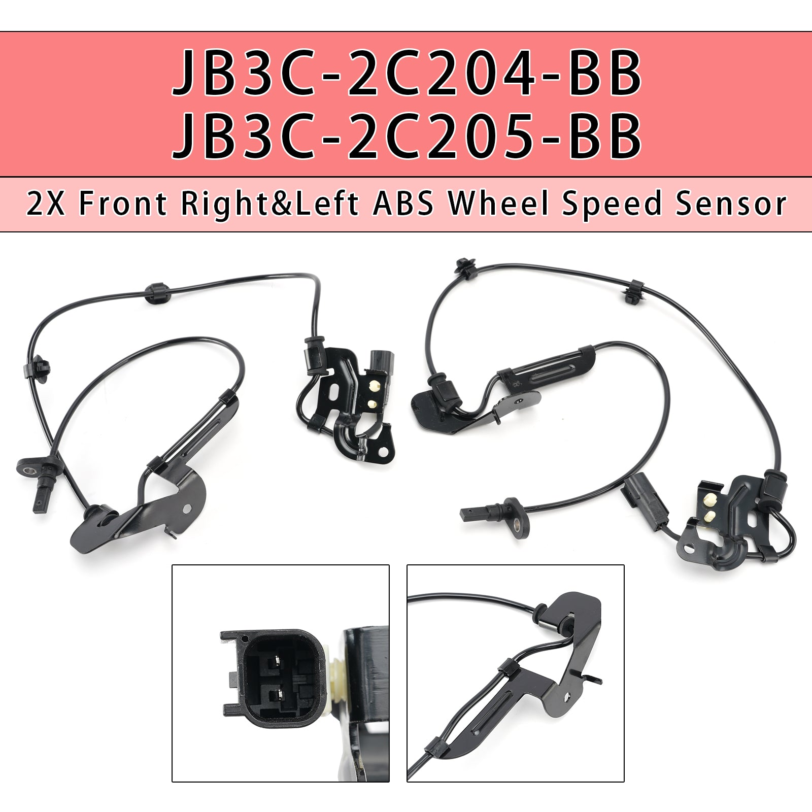 2X Front Right&Left ABS Wheel Speed Sensor for Ford JB3C-2C204-BB JB3C-2C205-BB