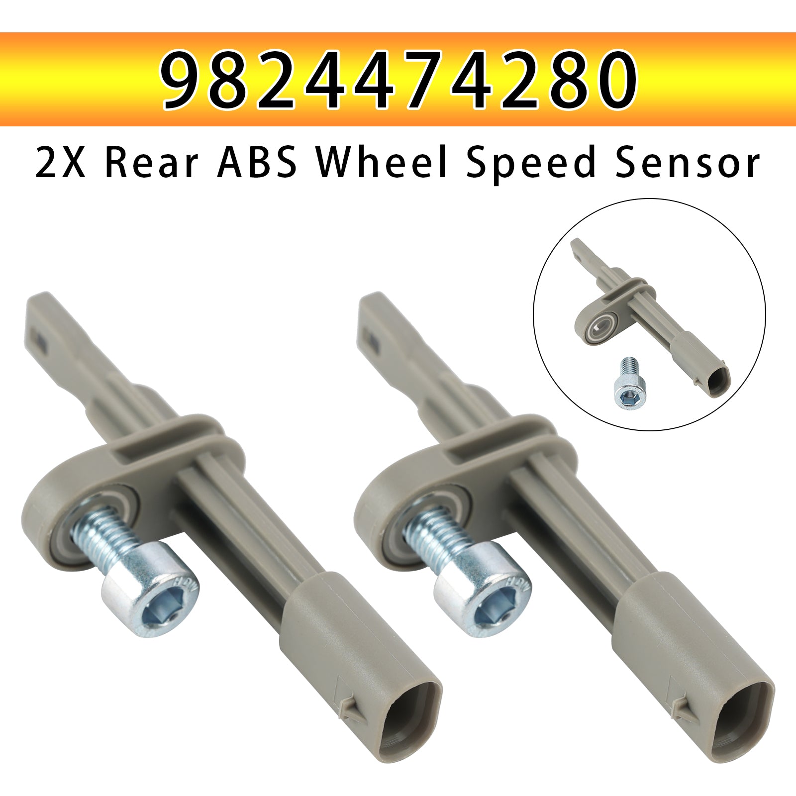 2X Rear Right&Left ABS Wheel Speed Sensor for Citroen 9824474280