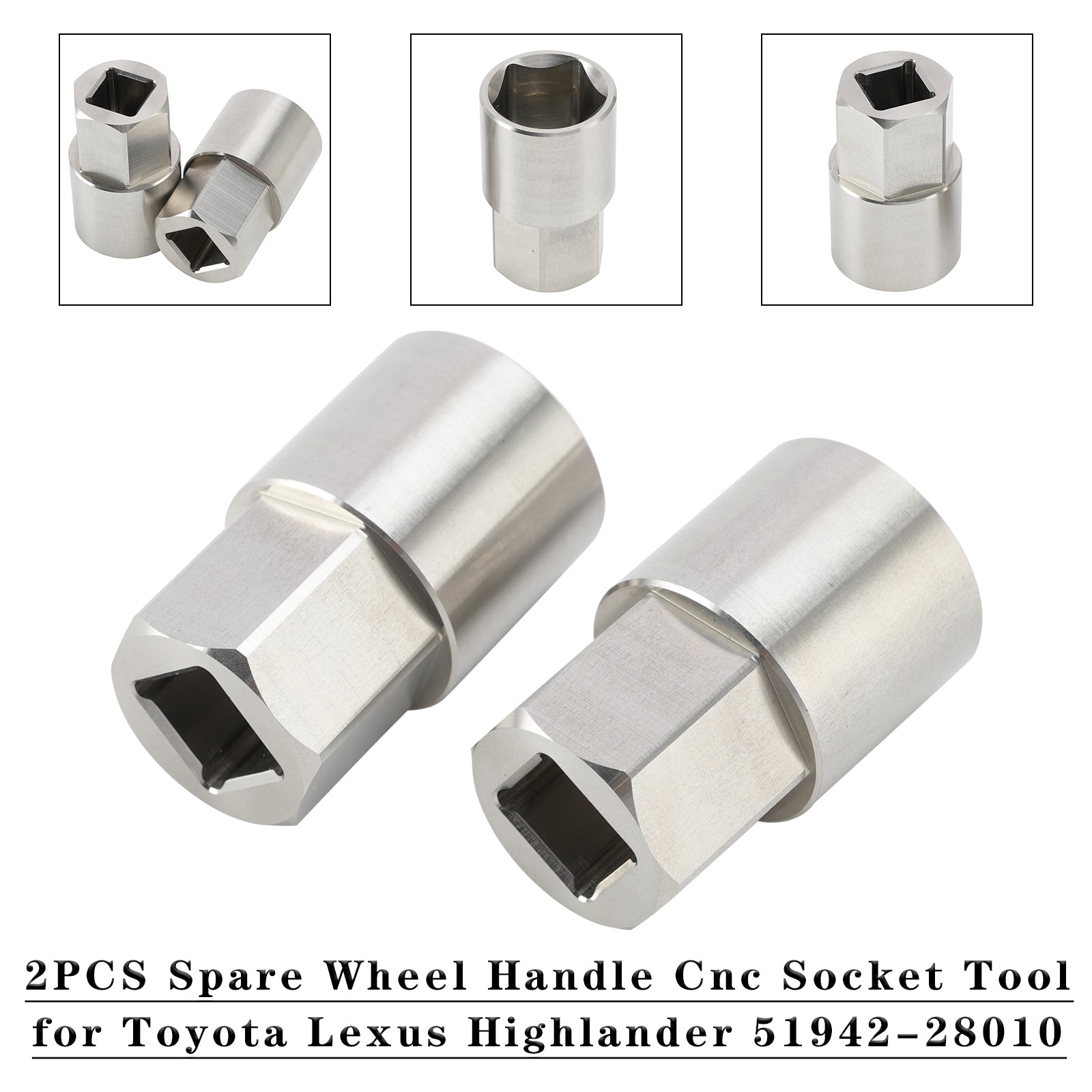 2PCS Spare Wheel Handle Cnc Socket Tool for Toyota Lexus Highlander 51942-28010