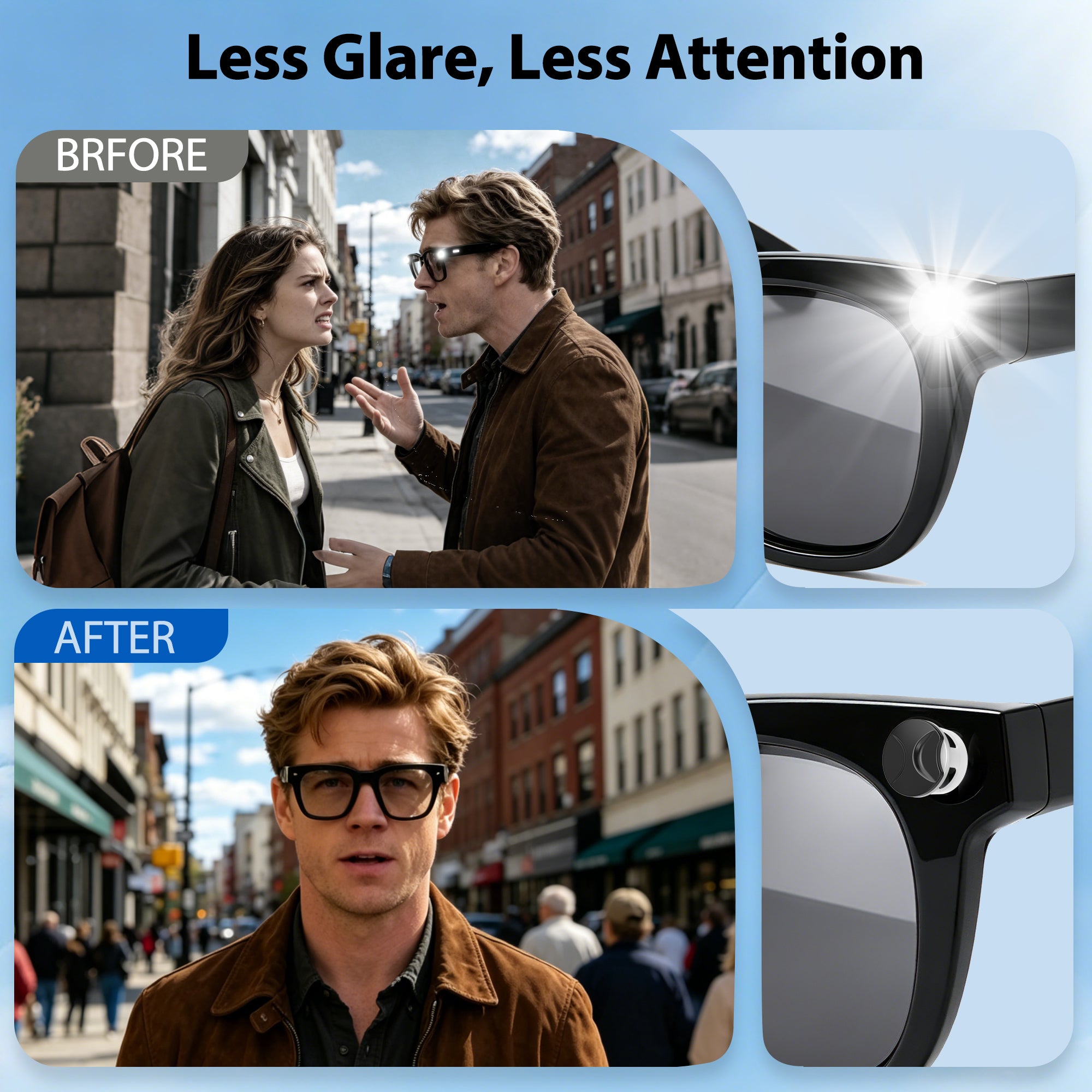 4 PC LED Light Blocking Covers for Ray-Ban Meta All Series Smart Glasses Gen1 Gen2 White