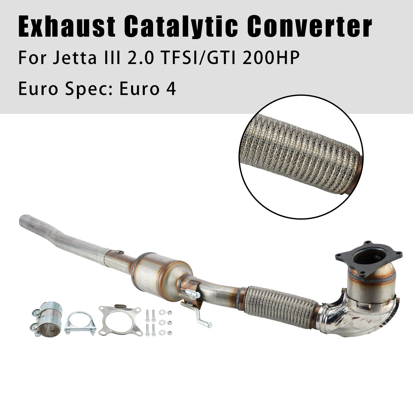 Exhaust Catalytic Converter For Audi A3 Seat Leon VW Golf V Jetta III 2.0