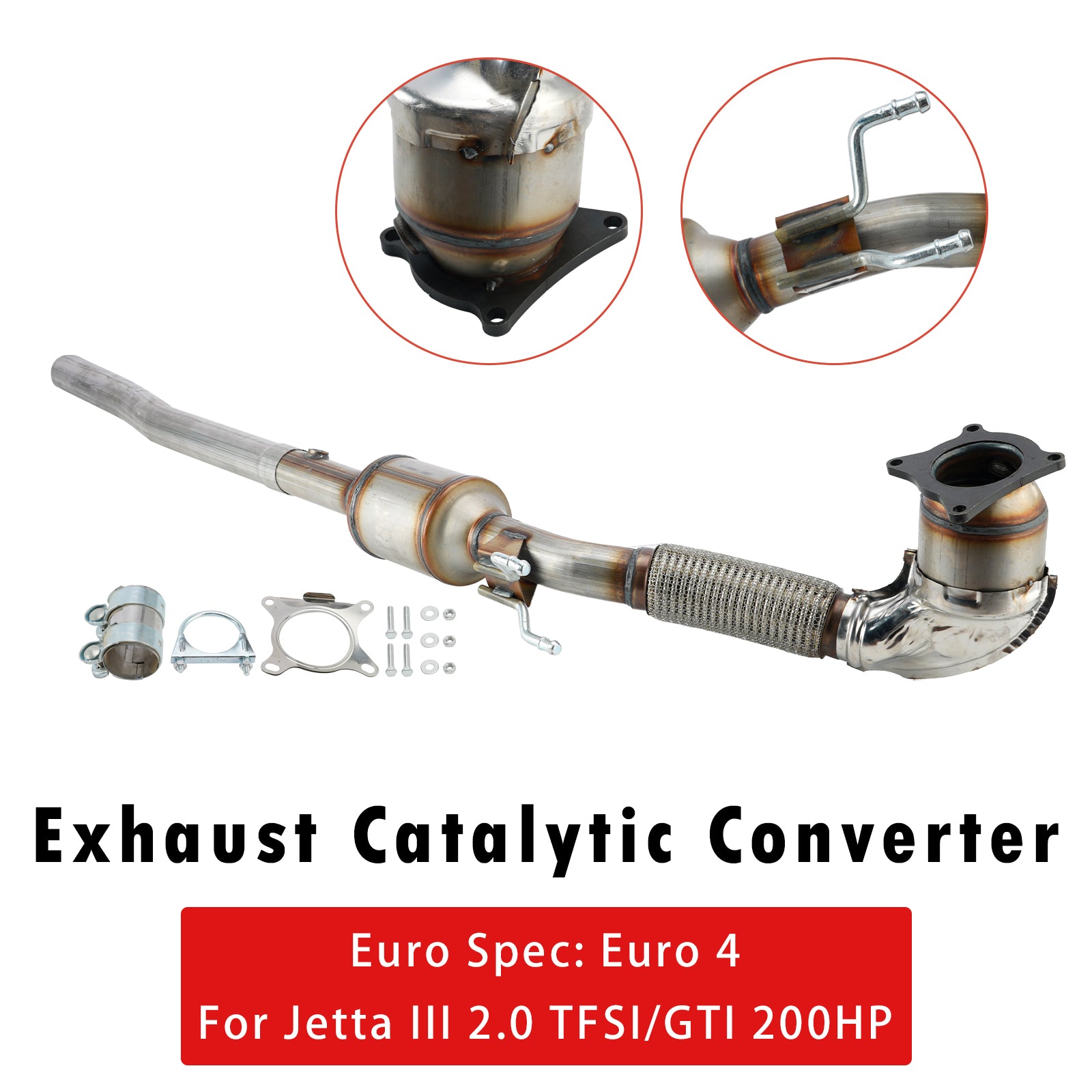 Exhaust Catalytic Converter For Audi A3 Seat Leon VW Golf V Jetta III 2.0