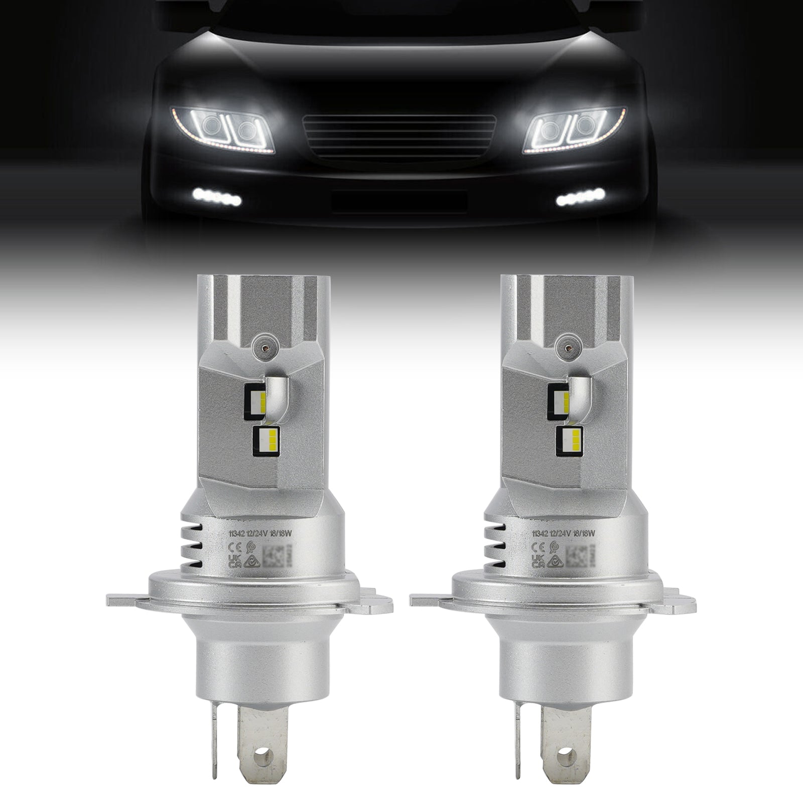Car Light LED X-tremeUltinon H4 11342U92X2 12/24V 18W 5800K For PHILIPS