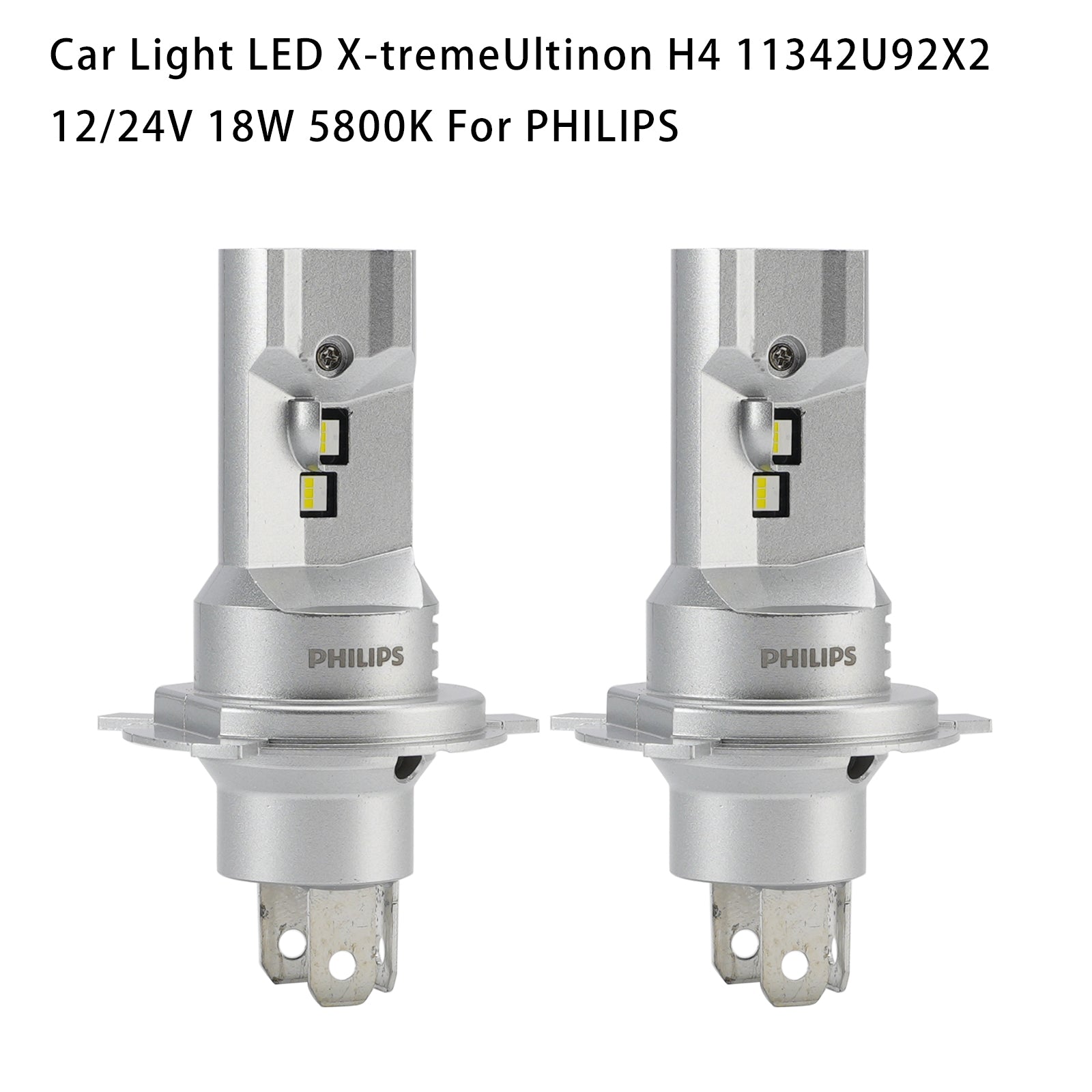 Car Light LED X-tremeUltinon H4 11342U92X2 12/24V 18W 5800K For PHILIPS